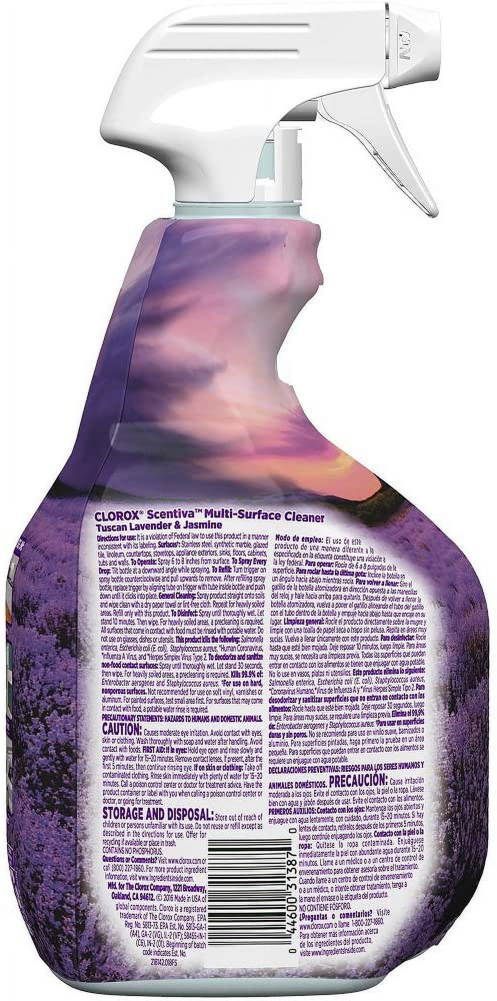 Clorox Scentiva Multi Surface Cleaner, Spray Bottle, Tuscan Lavender and Jasmine, 32 Ounces (Pack of 3)