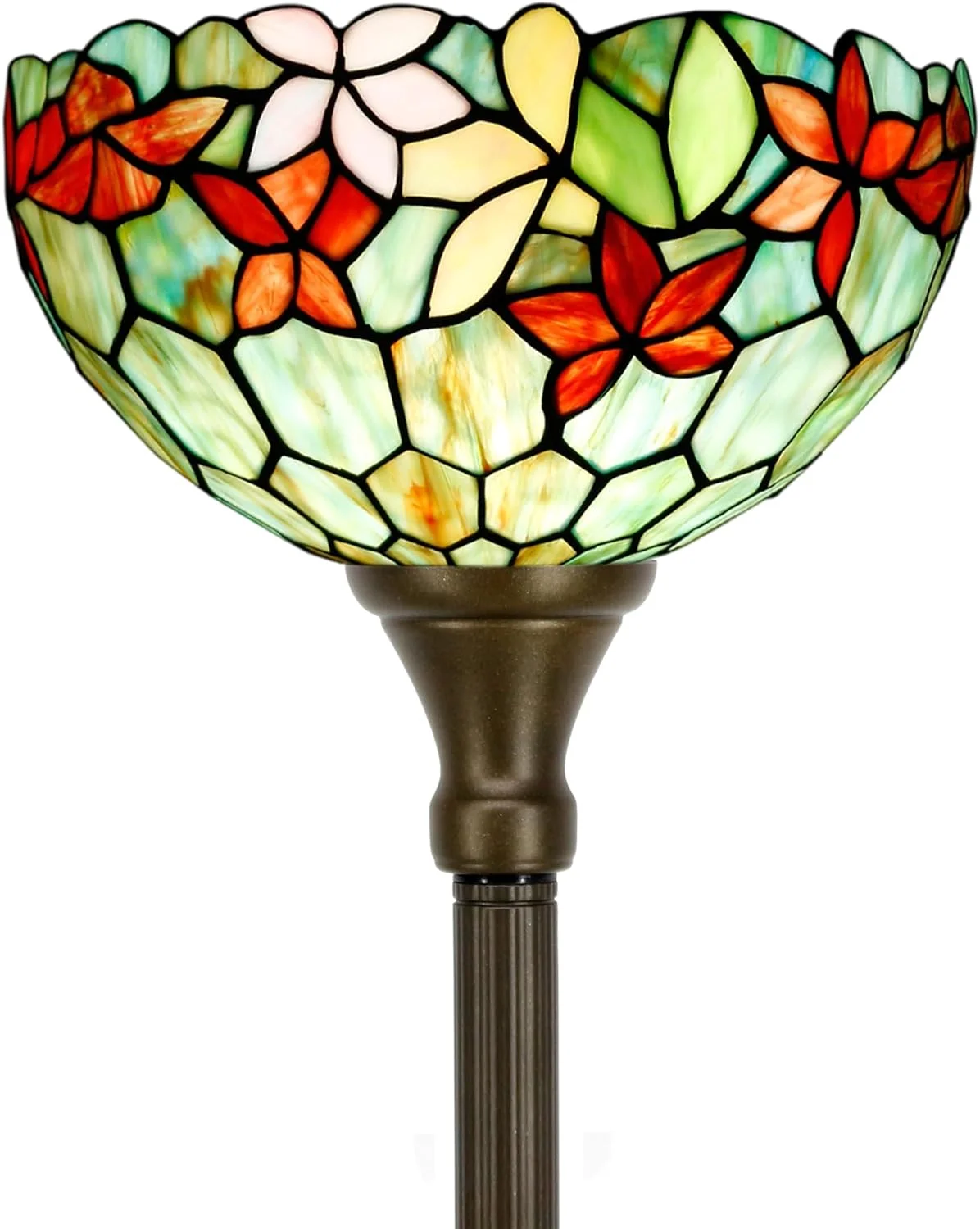 Floor Lamp Torchiere Torch Lamp 12X12X67 Inch Standing (Green Red Flowers)