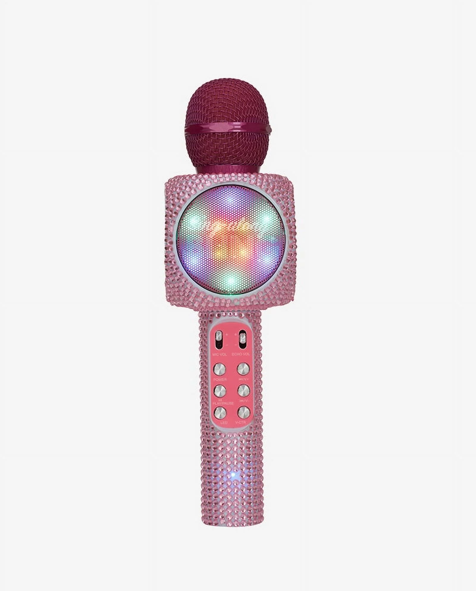 Singalong Bling Microphone - Wireless Karaoke Microphone with Bluetooth for Kids and Adults - Portable Microphone for Home Karaoke - Sing-Along Mic with Stereo Audio - LED Dancing Lights - Pink Bling