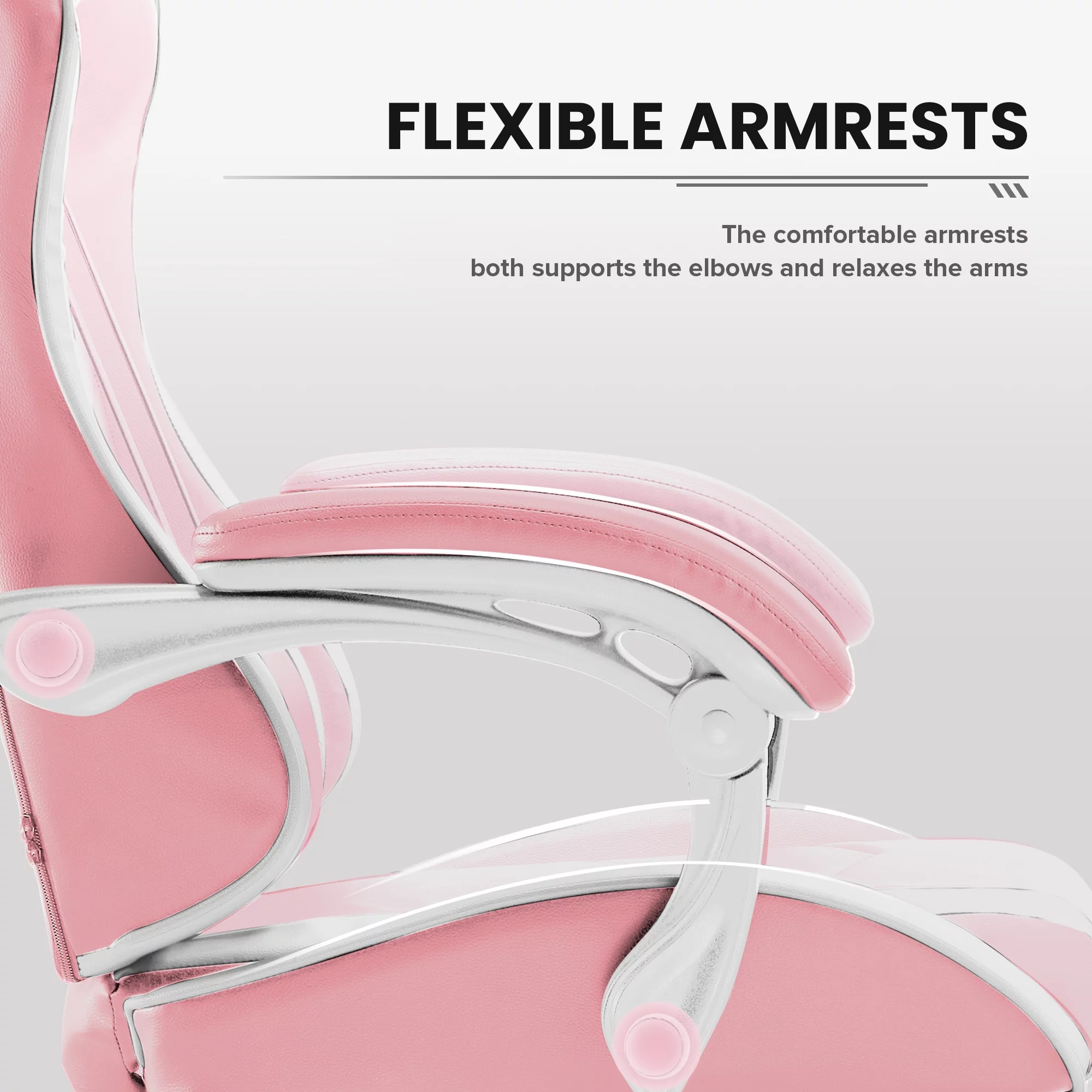 GTRACING Adjustable Height Reclining Office Gaming Chair with Footrest, Pink