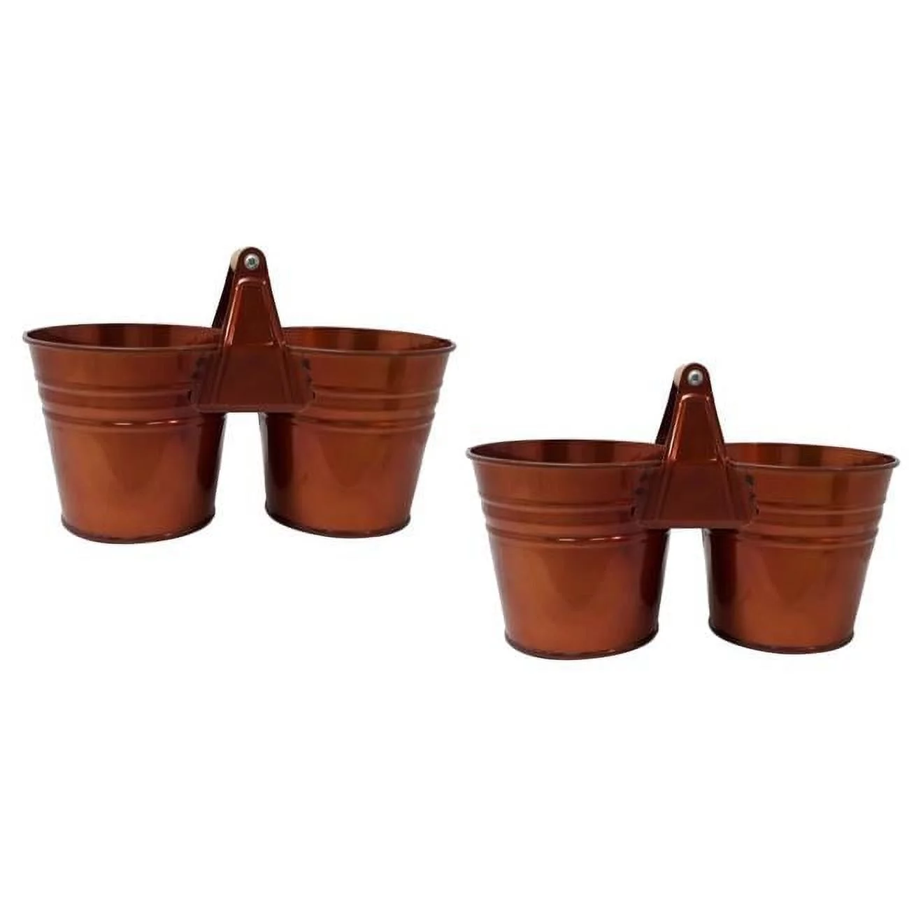 Houston International Trading 8122E GC S-2 Enameled Galvanized Double Planter - Set of 2