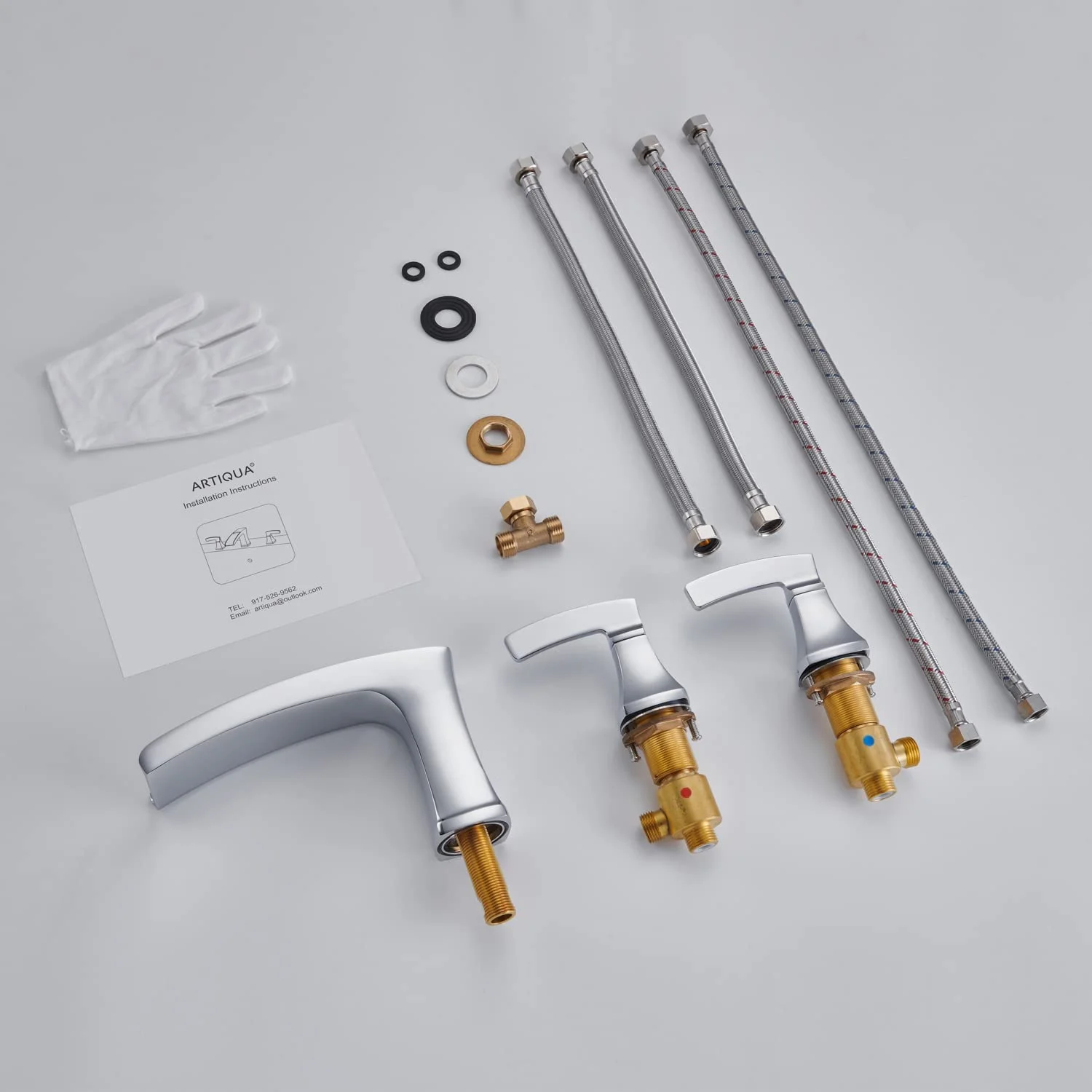 Tub Faucet Roman Waterfall Tub Filler Chrome Deck Mount Bathtub Faucets 3 Hole Brass Bathroom Faucets with 2 Handles