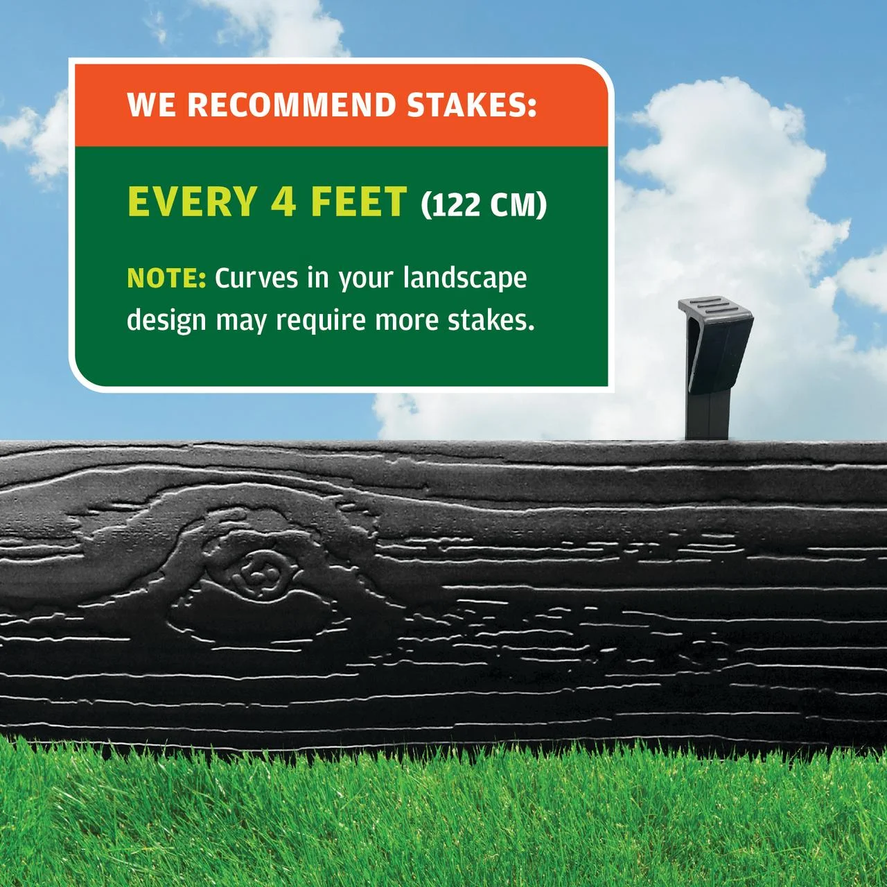 Master Mark Terrace Board Landscape Coiled Edging,(Black) Plastic 3 in. x 40 ft. with 10 Stakes