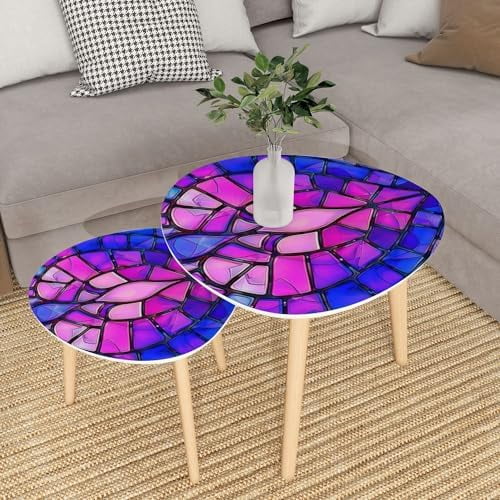 TQJKLFDY Small Coffee Nesting  Abstract Stained Glass Mosaic Magenta pinnk Triangle End  Center   Modern   Room Bedroom Balcony