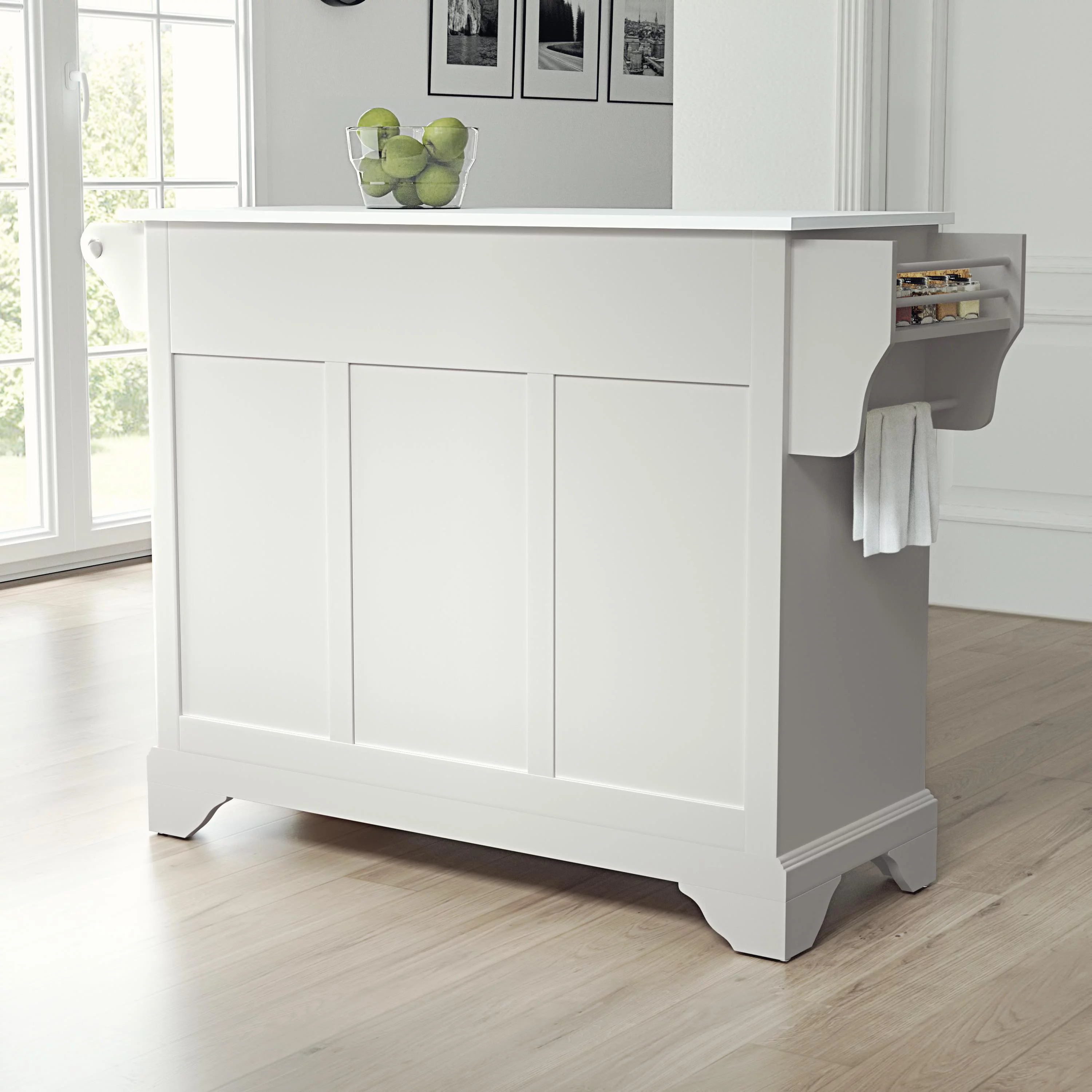 Crosley Furniture Lafayette Wood Granite Top Kitchen Island in White