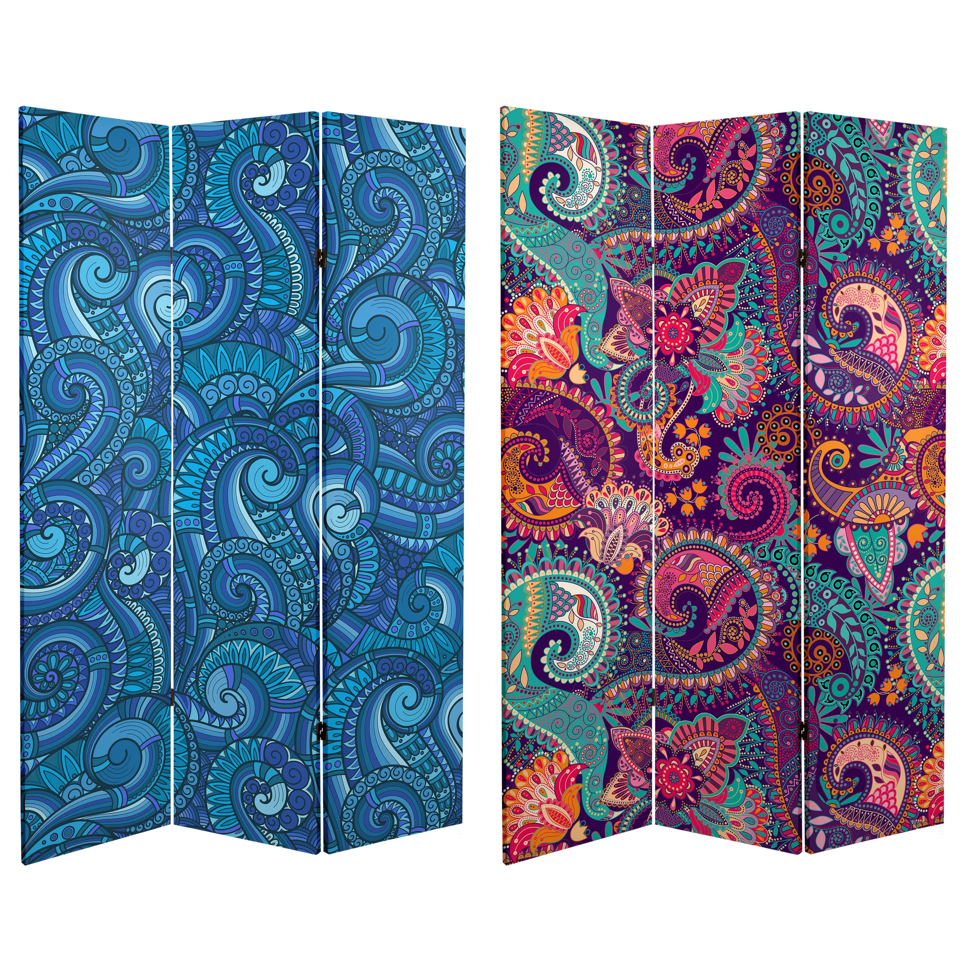 Oriental Furniture 6 ft. Tall Psychedelic Wallpaper Canvas Screen - 3 Panel