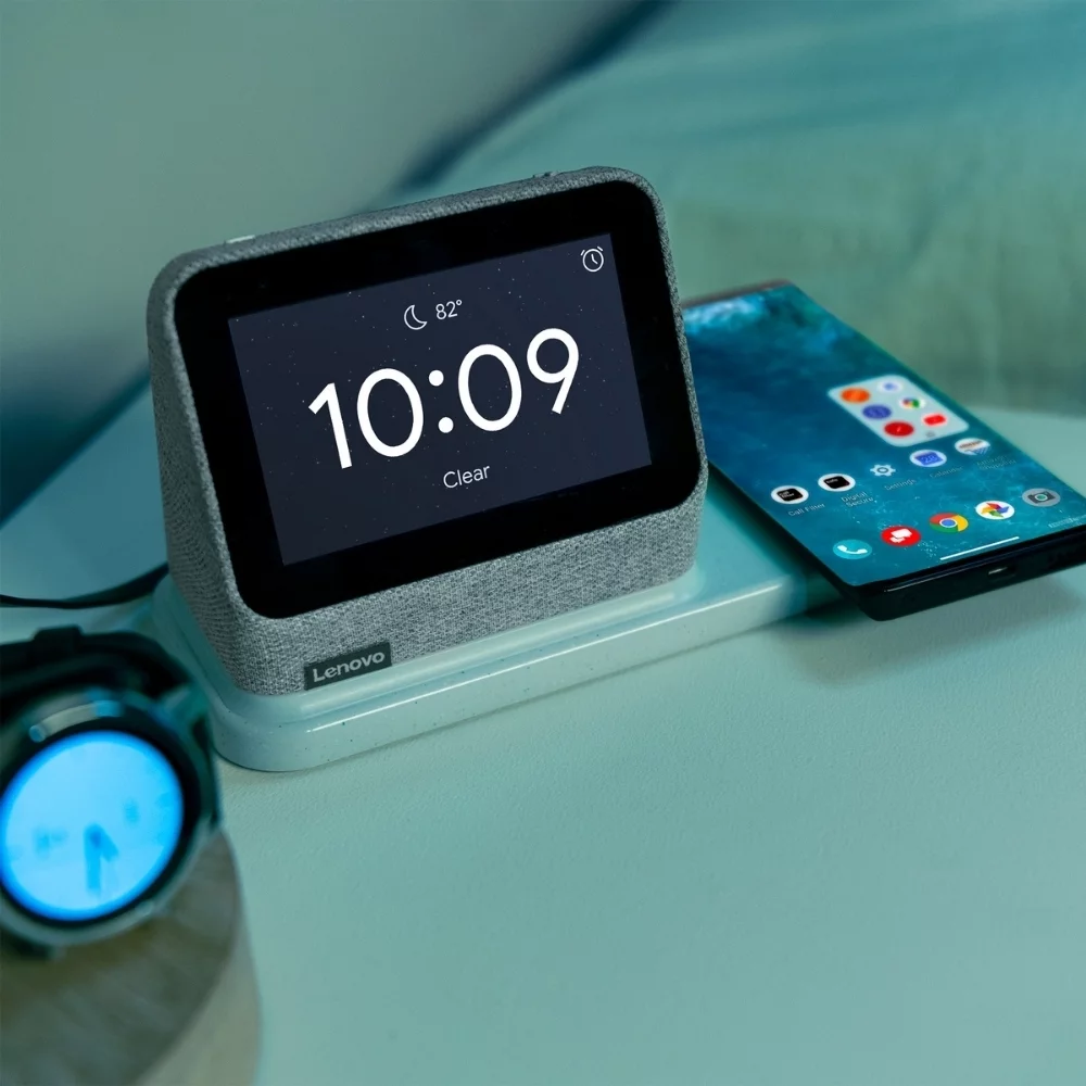 Lenovo Smart Clock 2 with Wireless Charging Dock - Heather Grey