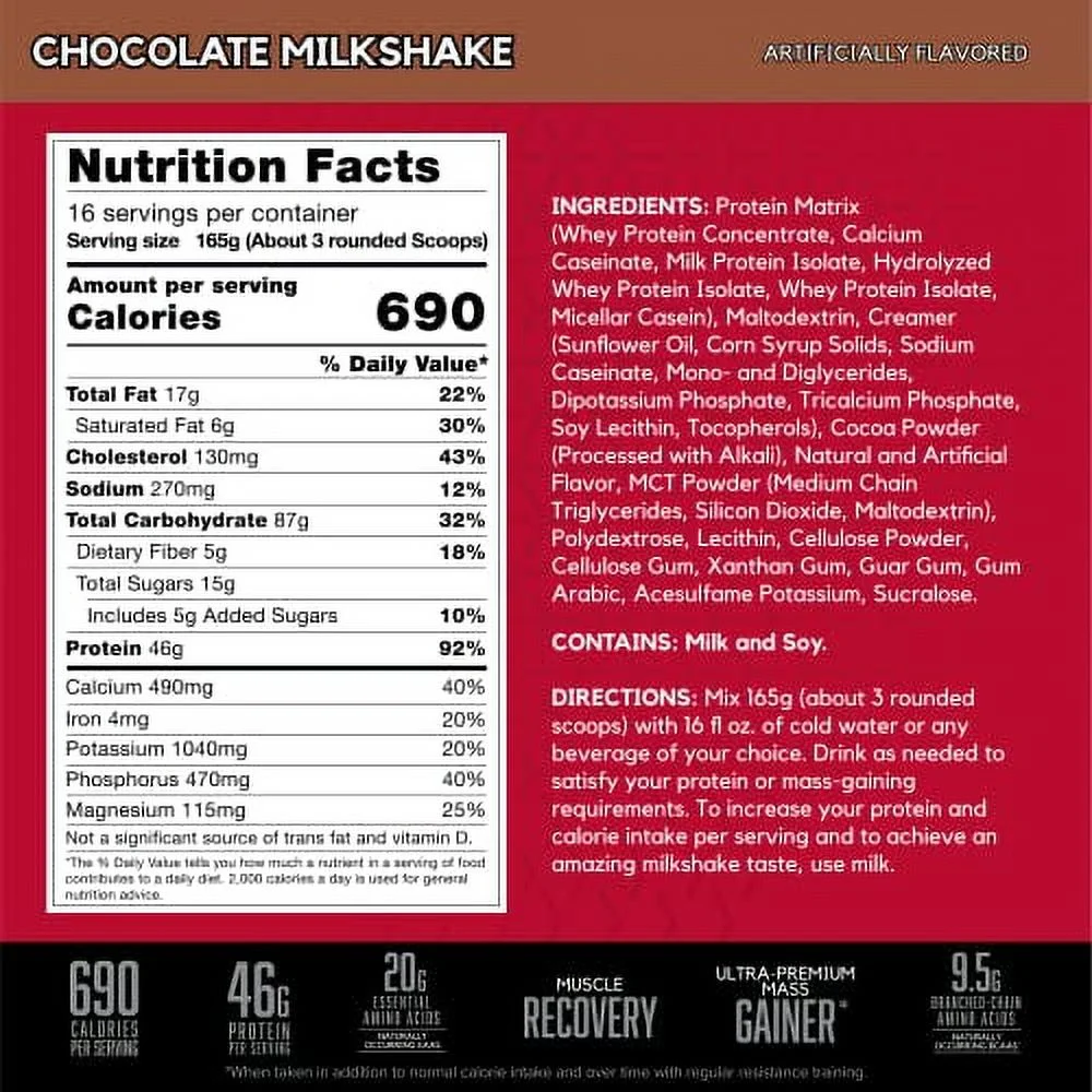 BSN TRUE-MASS Weight Gainer, Muscle Mass Gainer Protein Powder, Vanilla Ice Cream, 5.82 Pound