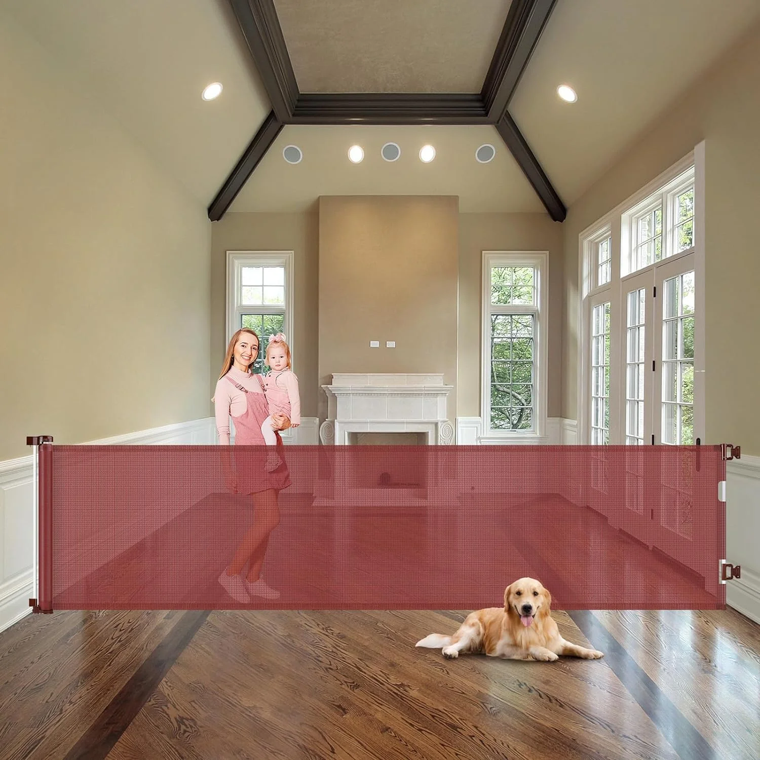 Retractable Baby Gate, Mesh Baby Gate or Mesh Dog Gate, 35