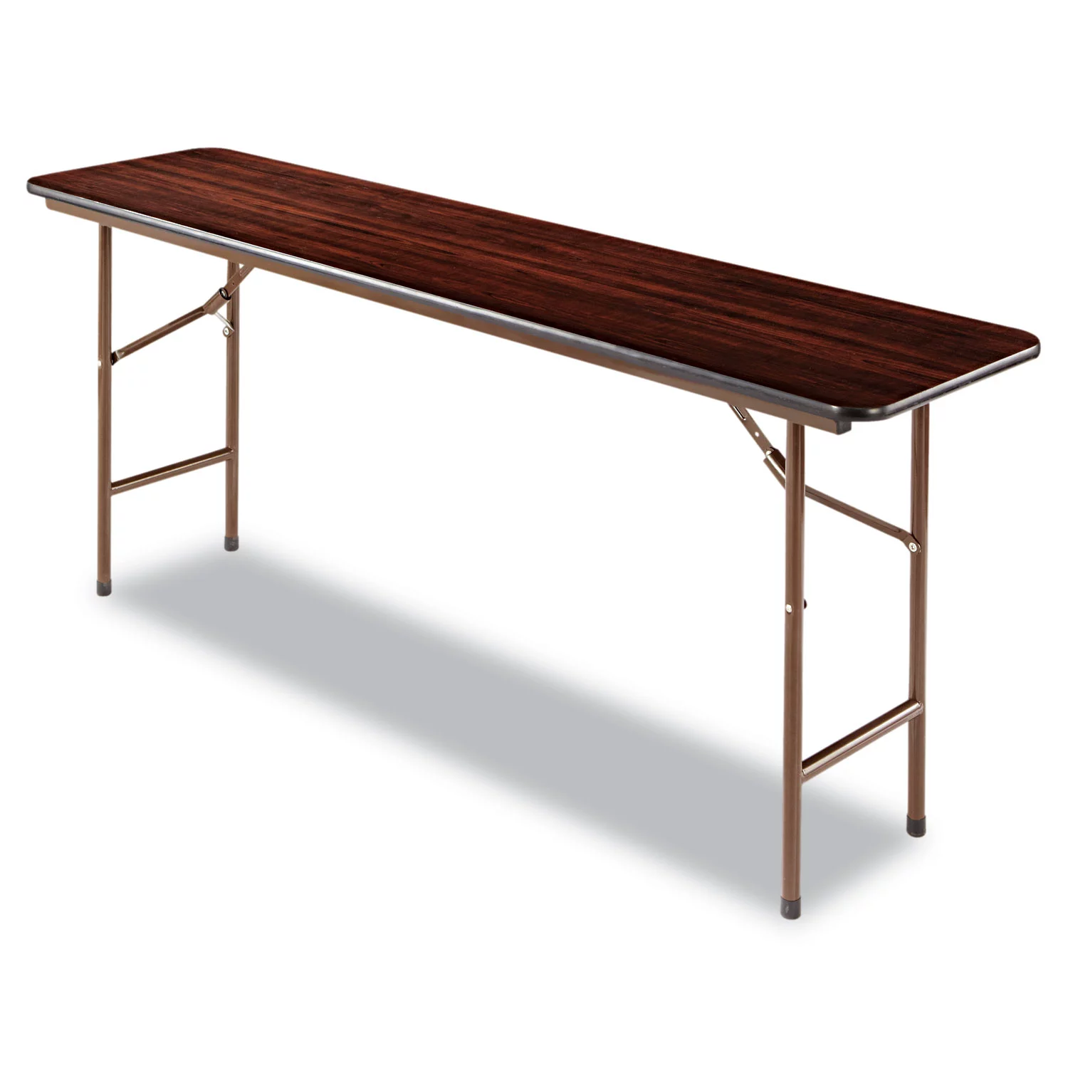 Alera Wood Folding Table, Rectangular, 71 7/8w X 17 3/4d X 29 1/8h, Mahogany
