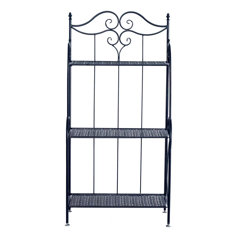 Ktaxon 3 Tier Metal Plant Stand Scrollwork Design Indoor and Outdoor Flower Rack