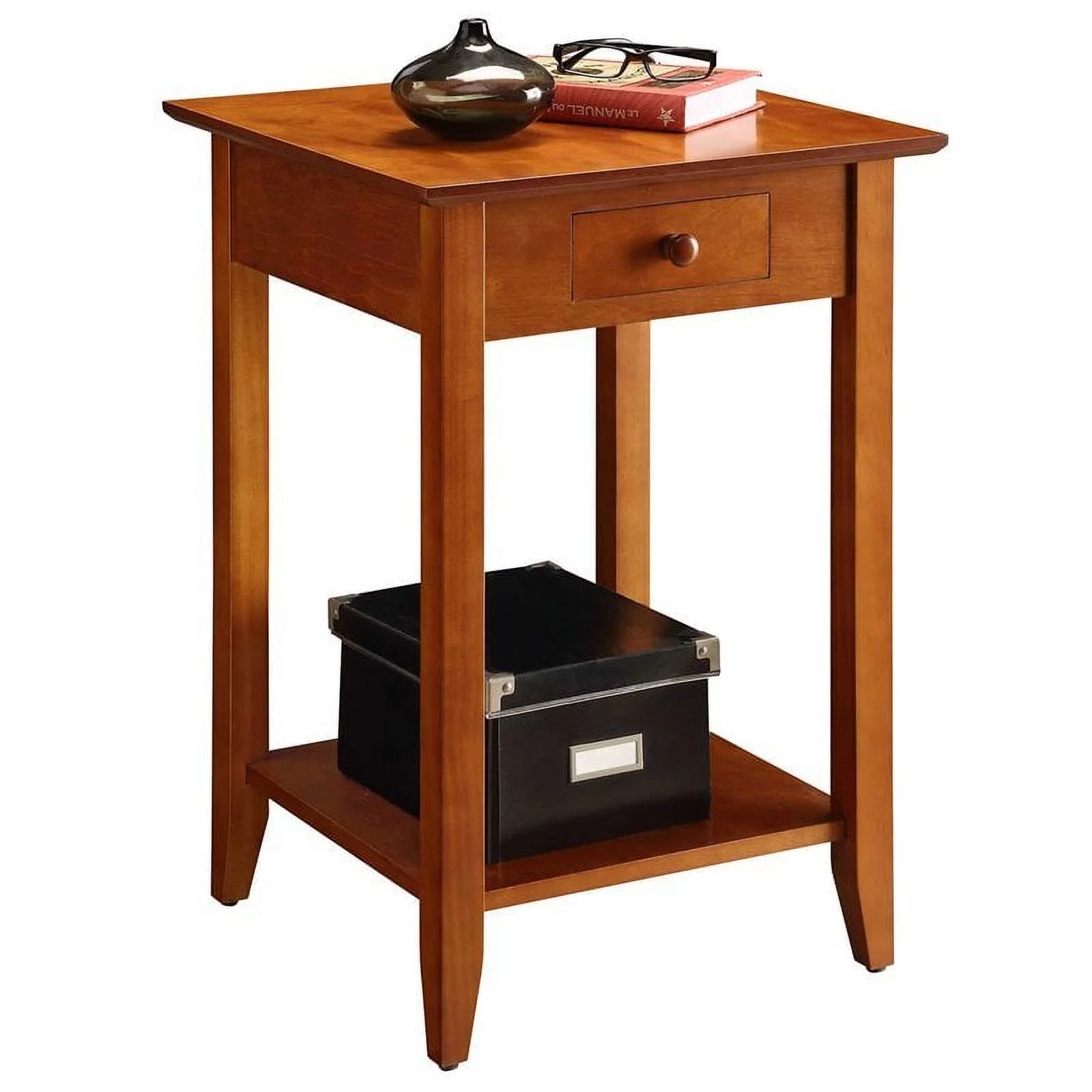 Pemberly Row Traditional Wood End Table with Drawer in Cherry