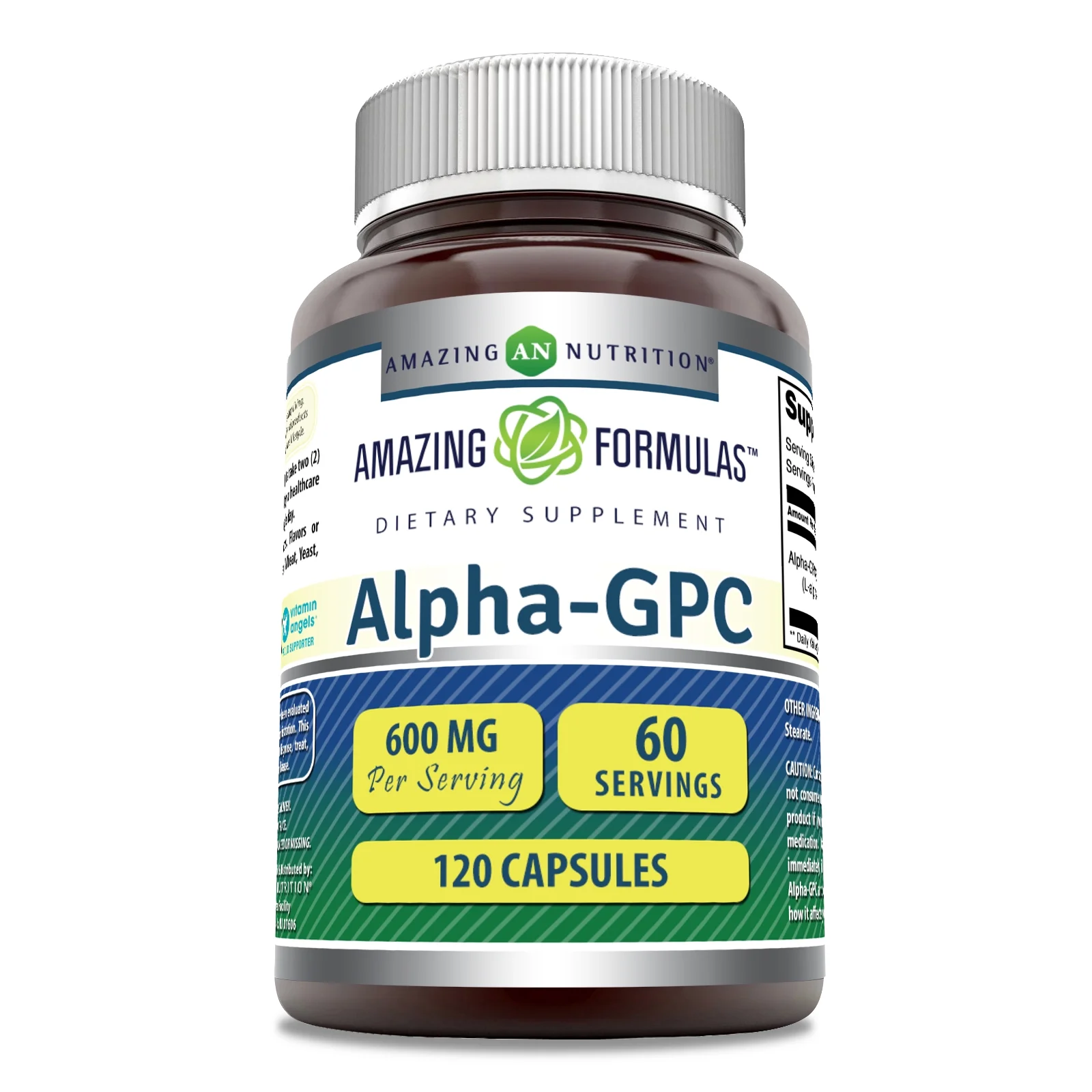 Amazing Formulas Alpha-GPC (L-Alpha Glycerophosphocholine) 600mg Per Serving 120 Capsules Supplement | Non-GMO | Gluten Free | Made in USA