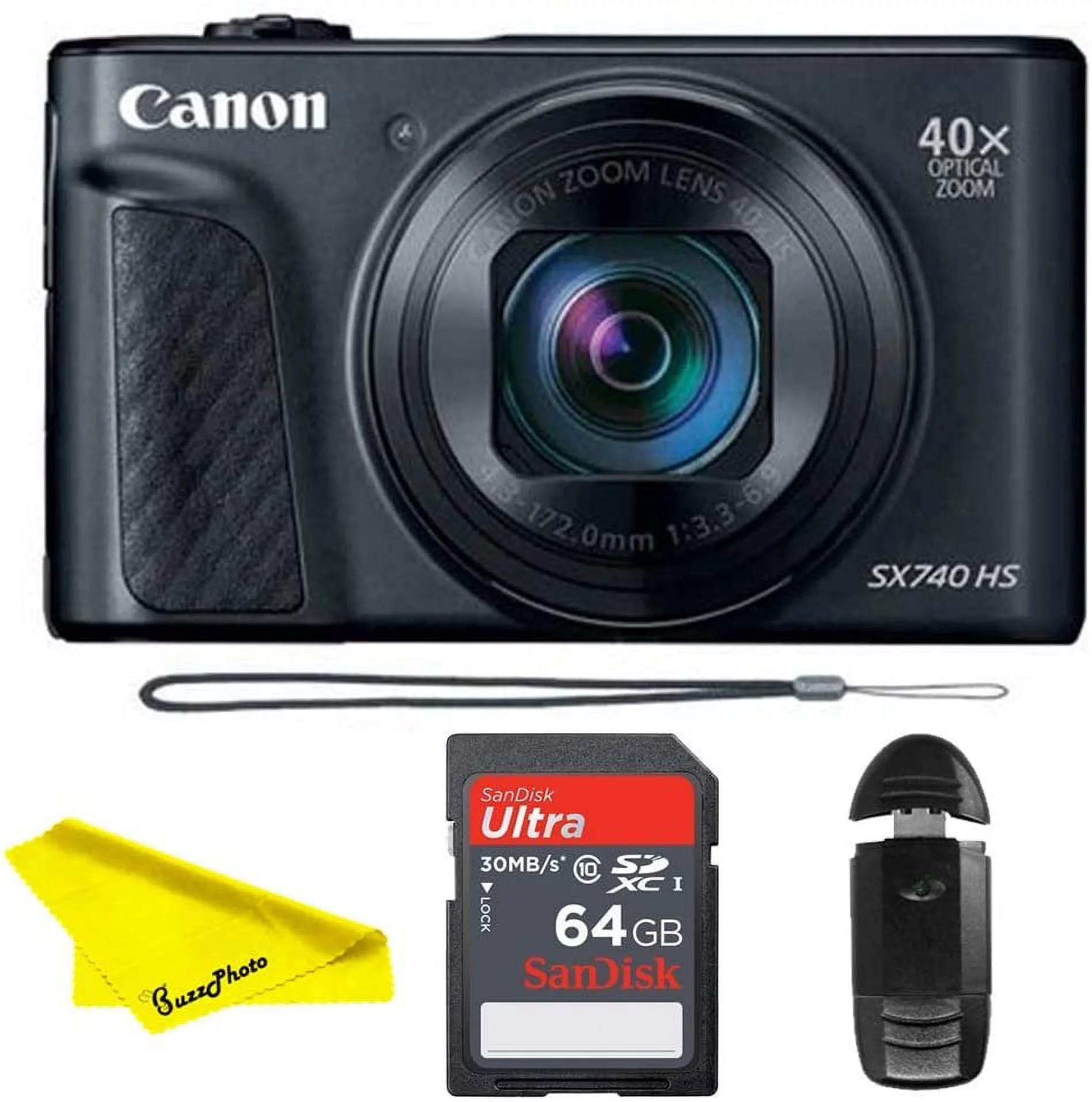 Canon PowerShot SX740 HS Digital Camera (Black) - Buzz-Photo Accessories Bundle