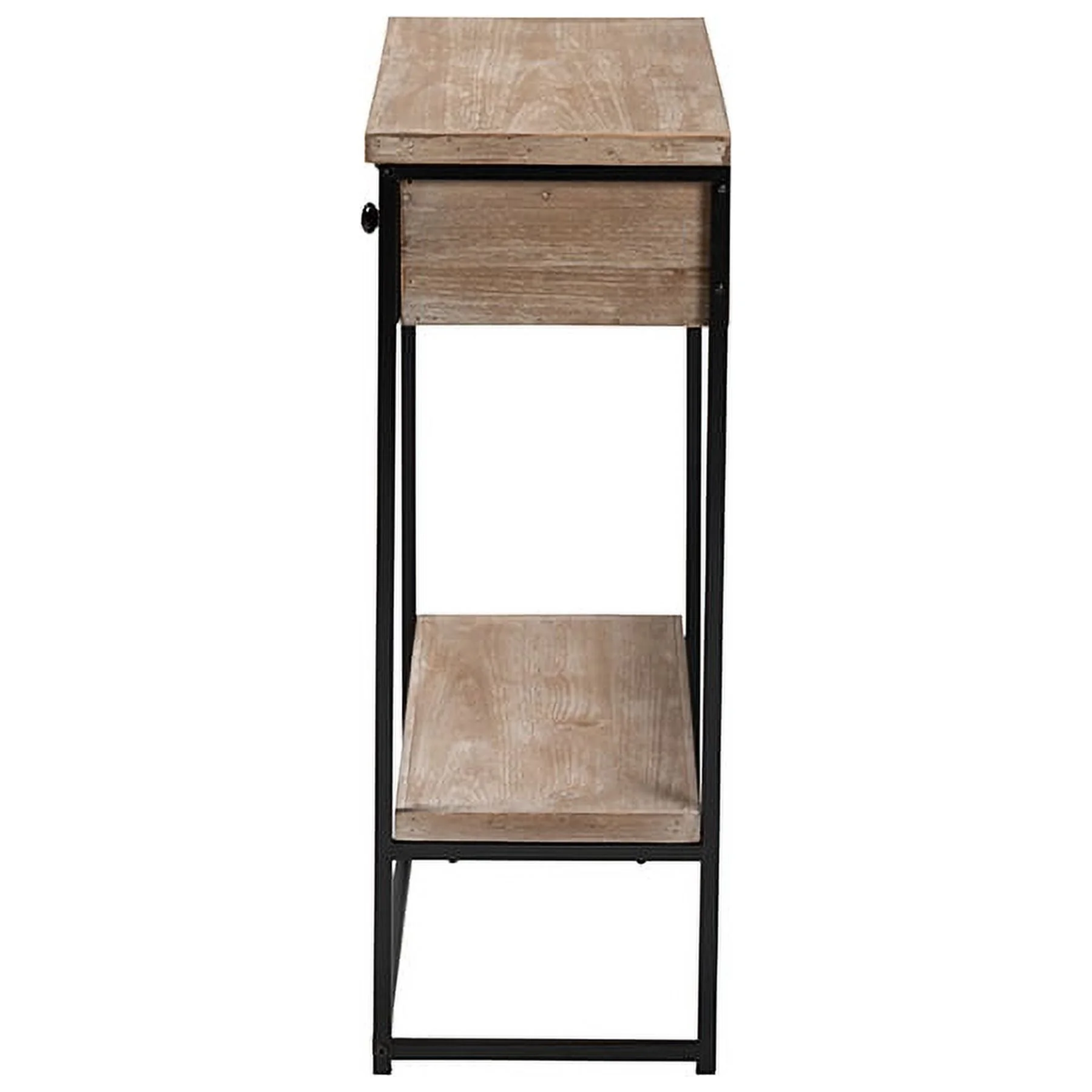 Baxton Studio Silas Modern Industrial Natural Brown Finished Wood and Black Metal 2-Drawer Console Table