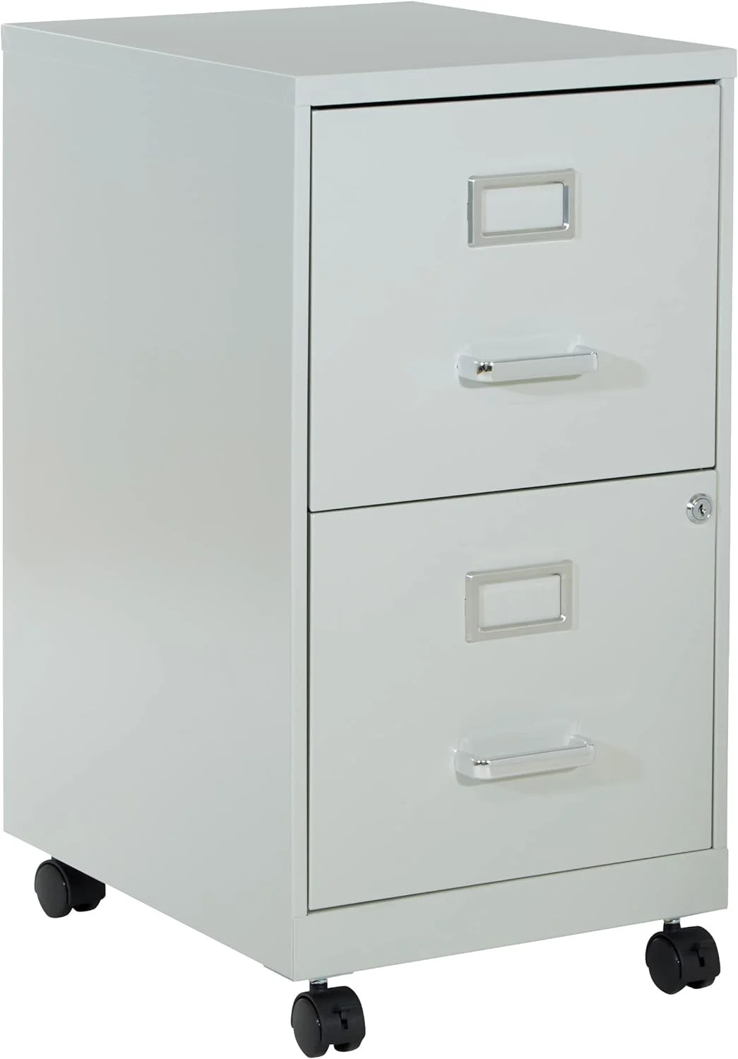 OSP Home Furnishings 2 Drawer Mobile Locking Metal File Cabinet, Grey