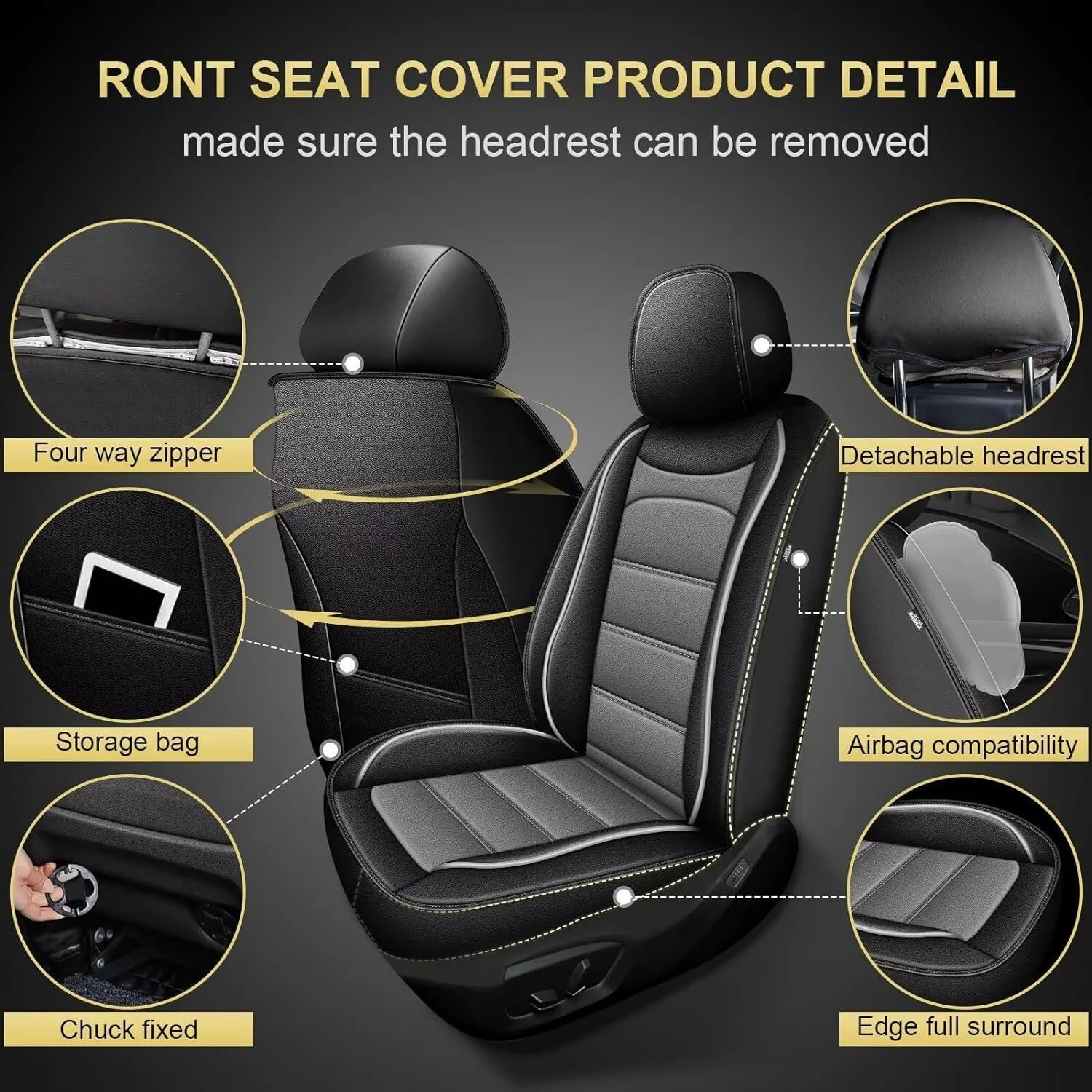 AOMSAZTO Fit Subaru Legacy 1995-2024 Car Seat Cover 5-seat Faux Leather Full Set Compatible Airbag