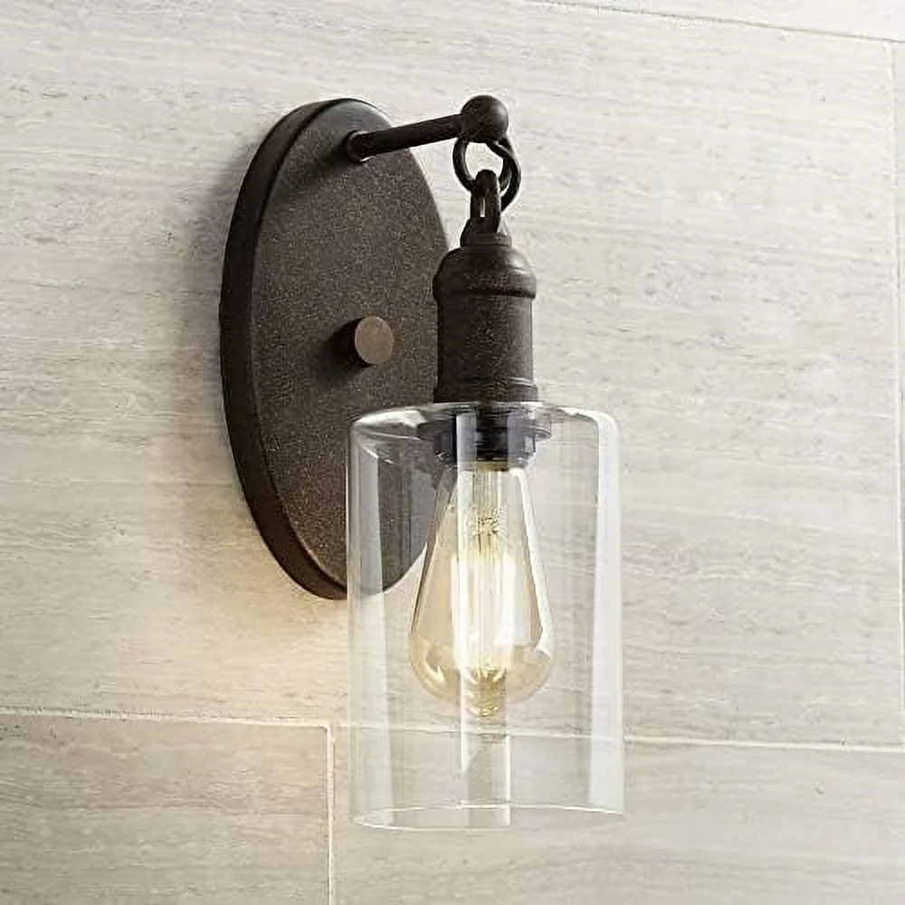 xrboomlife Cloverly Rustic Farmhouse Industrial Wall Light Sconce LED Bronze Hardwired 11 3/4" High Fixture Clear Glass for Bedroom Bathroom Bedside Living Room Home Hallway Dining Ki