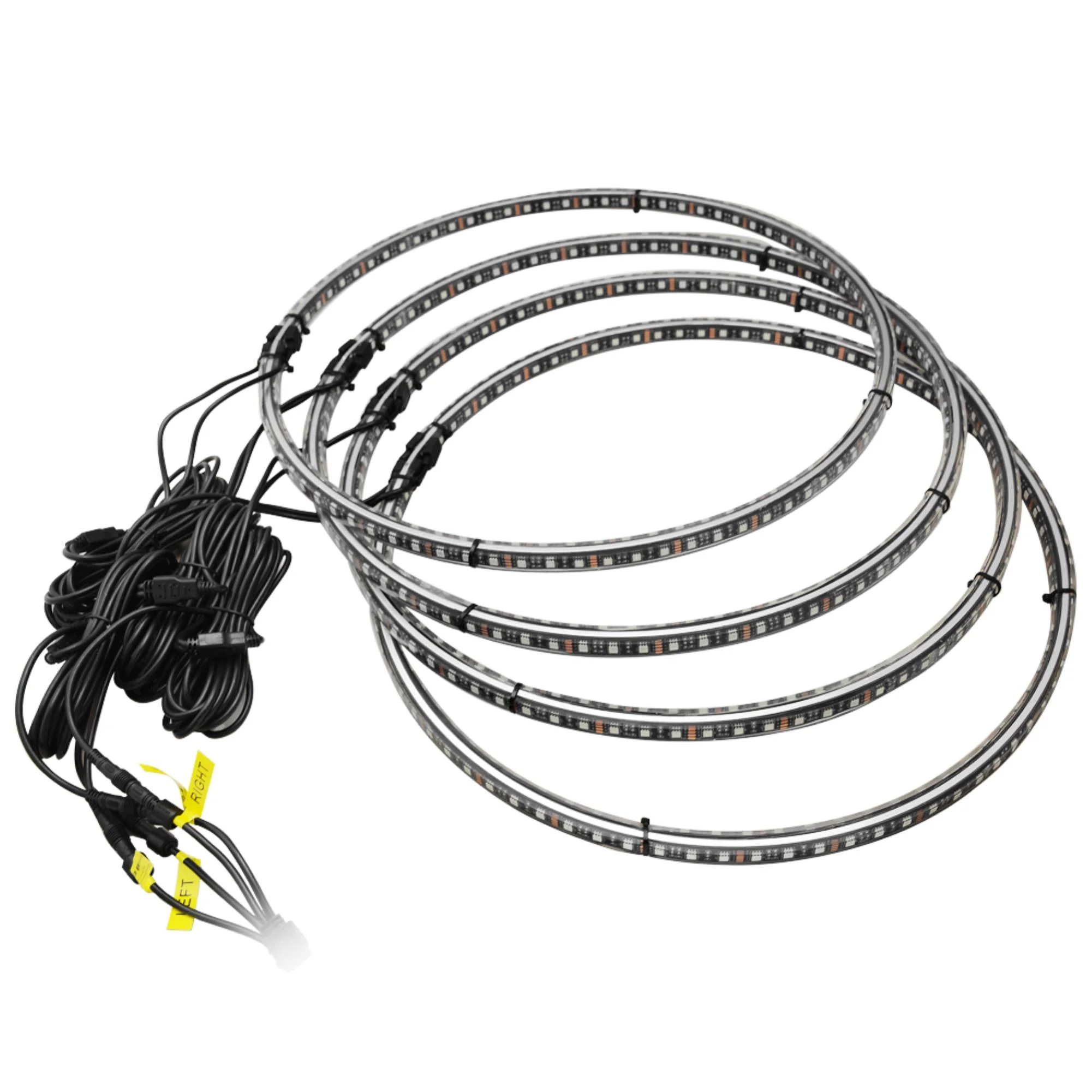 Illuminate Your Journey with 4pc 17.5'' RGB Double Row Wheel Lights Car Truck Bluetooth – Upgrade Your Ride in Style and Safety