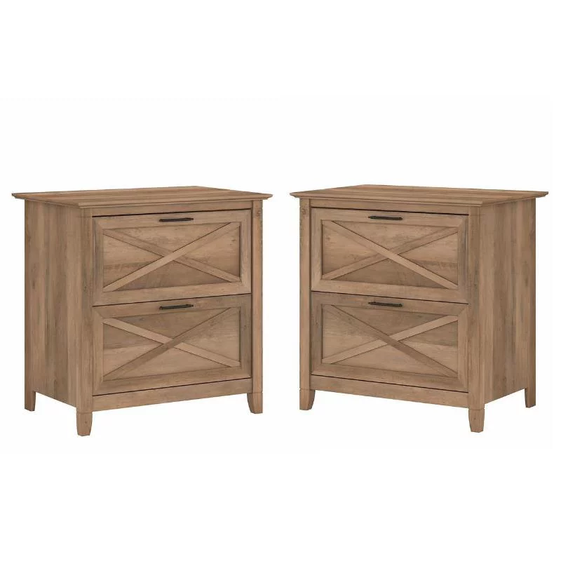 Home Square 2 Piece Lateral Filing Cabinet Set with 2 Drawer in Reclaimed Pine