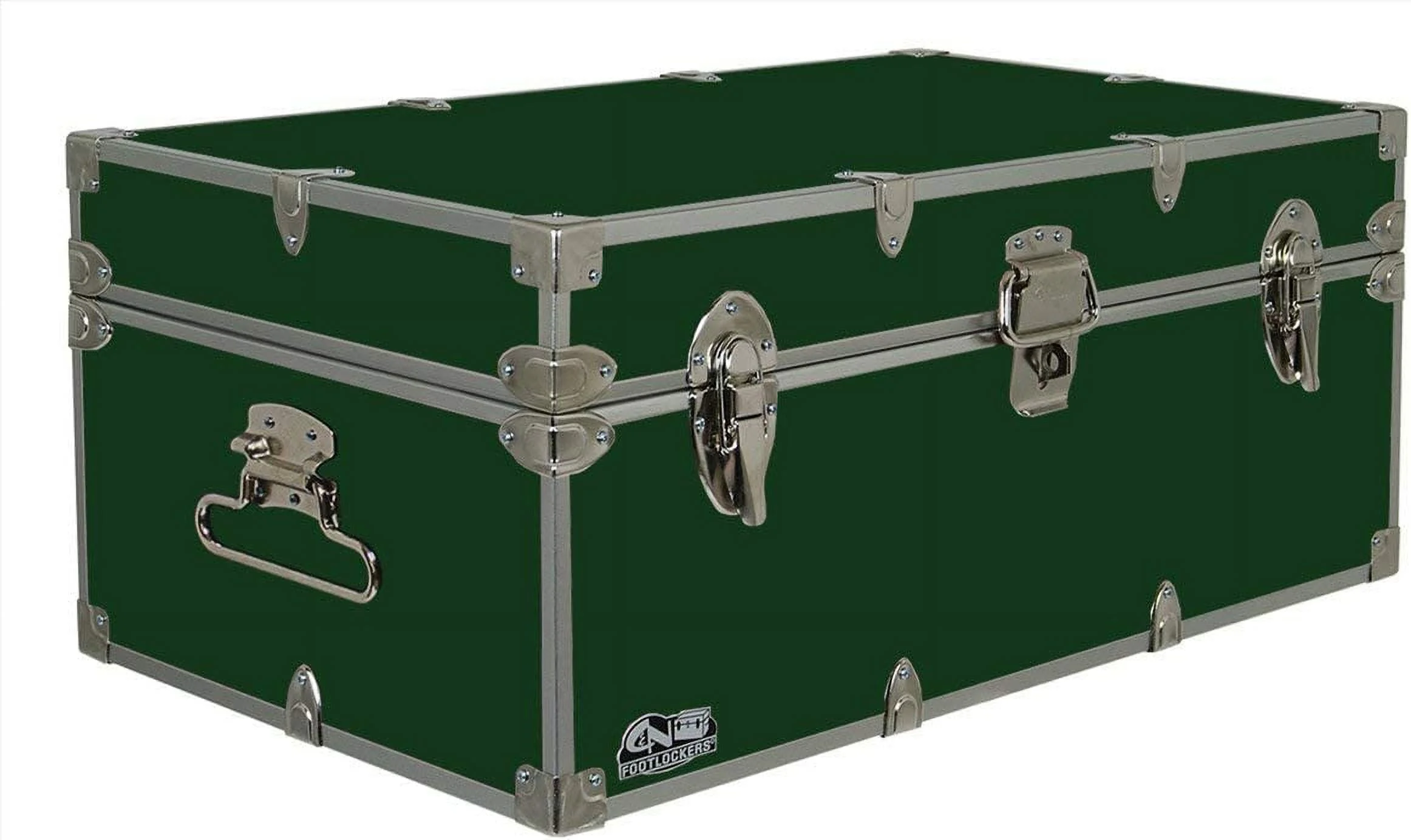 Happy Camper Storage Trunk - Summer Camp Chest - Durable with Lid Stay - 32 x 18 x 13.5 Inches (Dark Green)