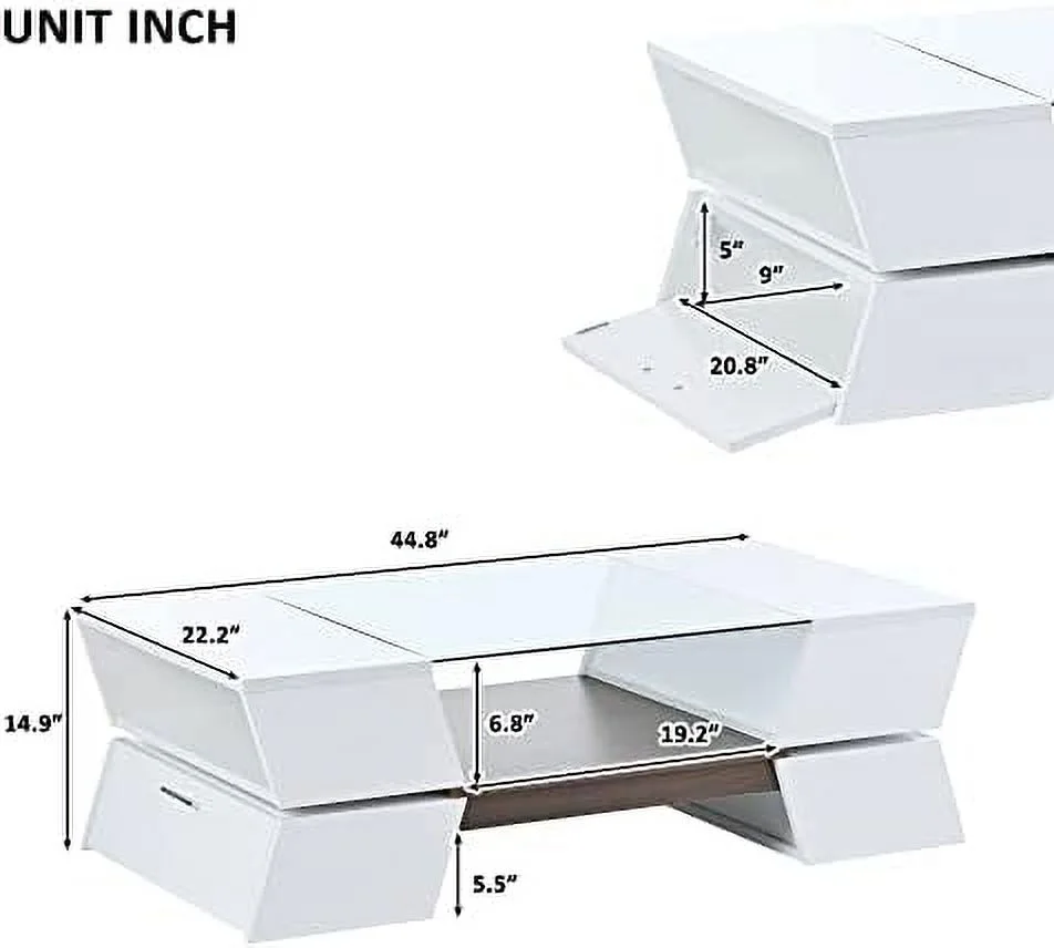 TQJKLFDY MISPACIO Black Tempered Glass Coffee Table  Modern Coffee Table with Clear Glass Top for   2-Tier Center Table with Wood Open  and 2 Drawers for Living Room