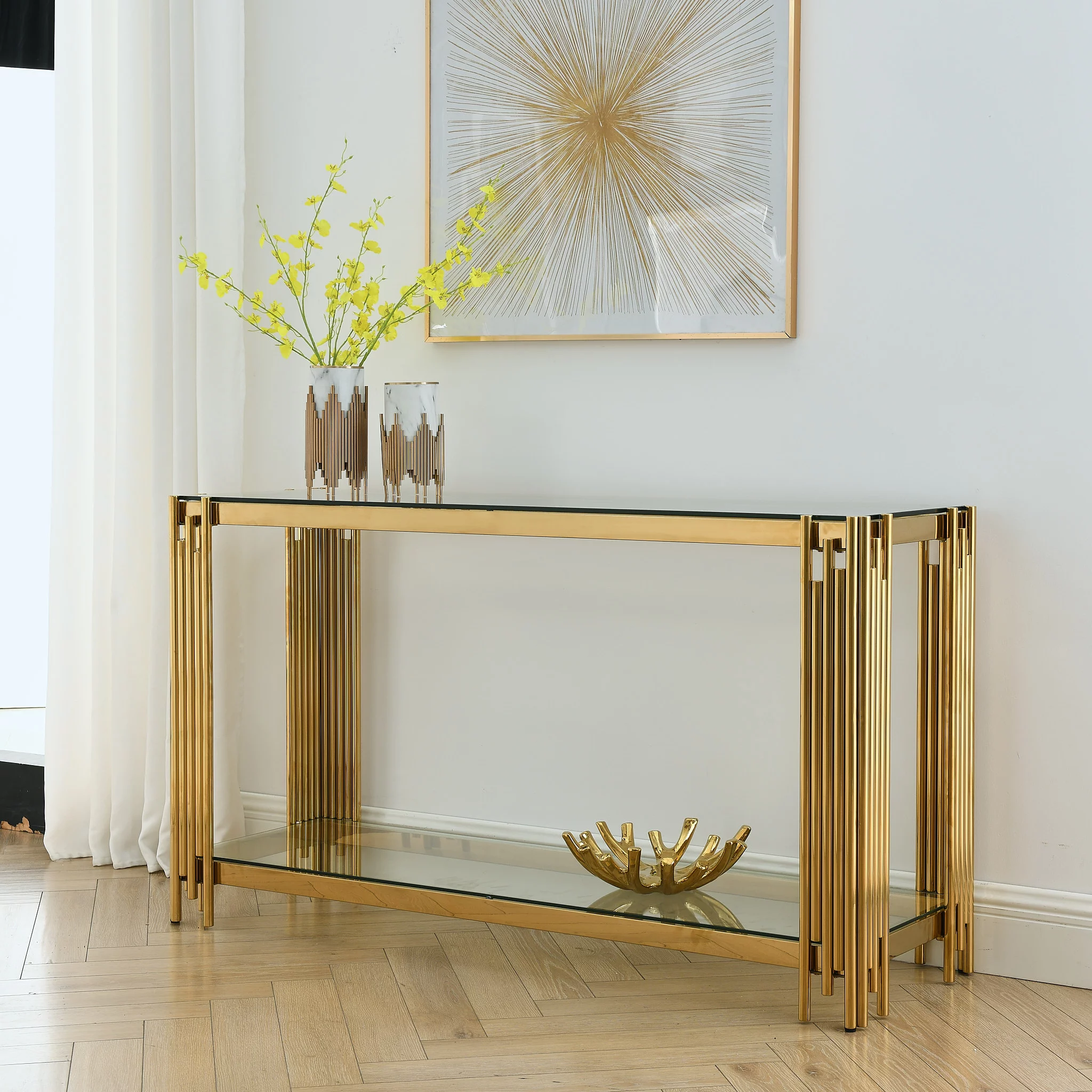 CoSoTower Modern Glass Console Table, 55