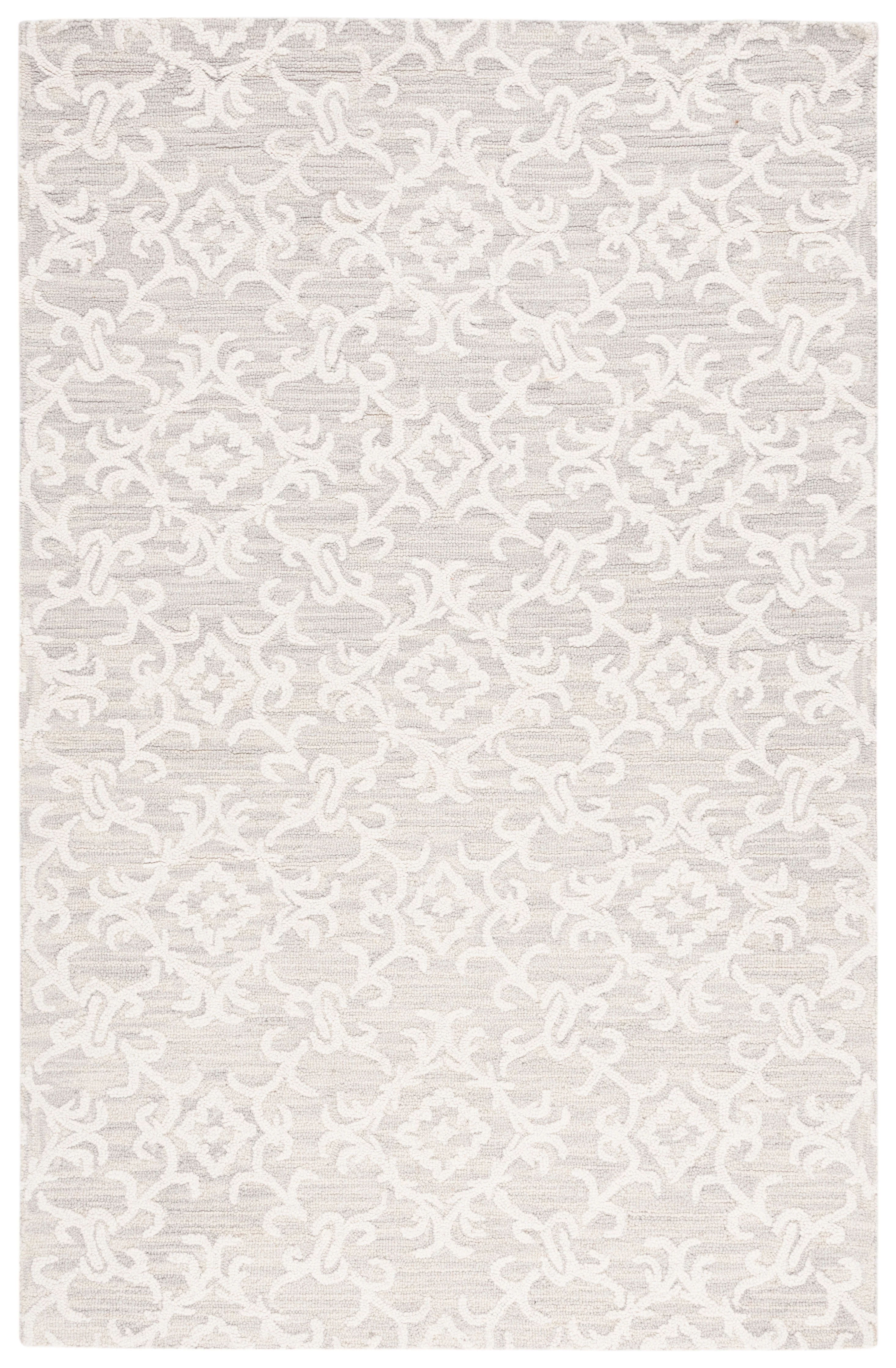 SAFAVIEH Blossom Cletus Damask Wool Area Rug, Grey/Ivory, 5' x 8'