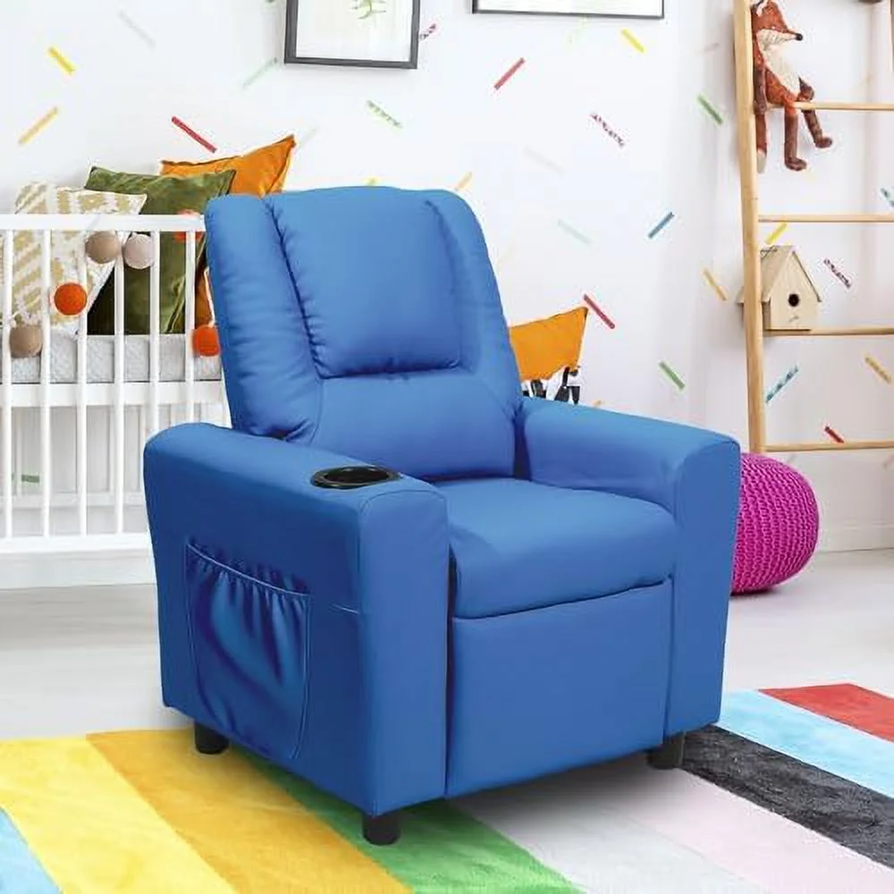 CHNJHUM Recliner Chair  Toddler Recliners for  Age 0-5 with Cup Holder  Side Pockets and Non-Slip Footstool  Small Recliner for Girls Boys Baby Bedrooms  Children's Rooms