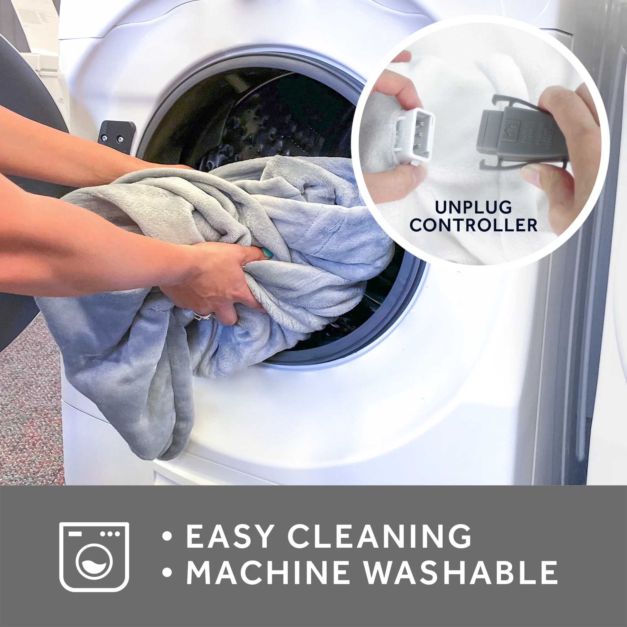 Sunbeam Heated Electric Throw Blanket, Microplush, Blue, 50