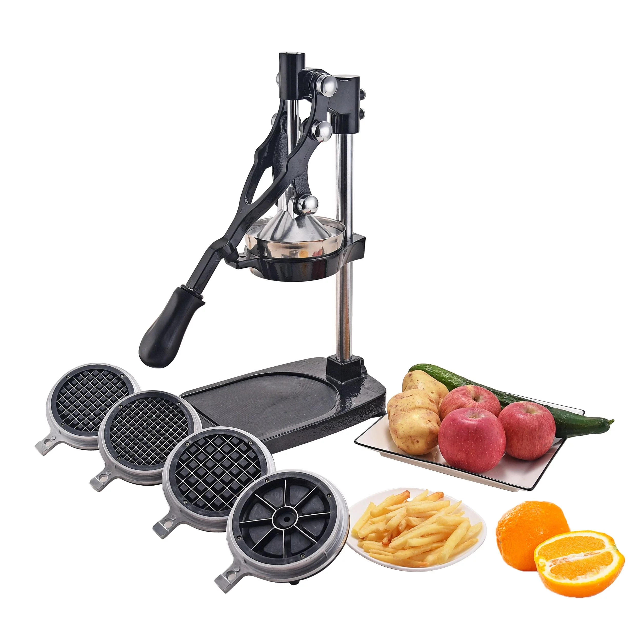 ARC 008B Manual Citrus Juicer Multifunction Juice Squeezer French Fry Cutter (Black)