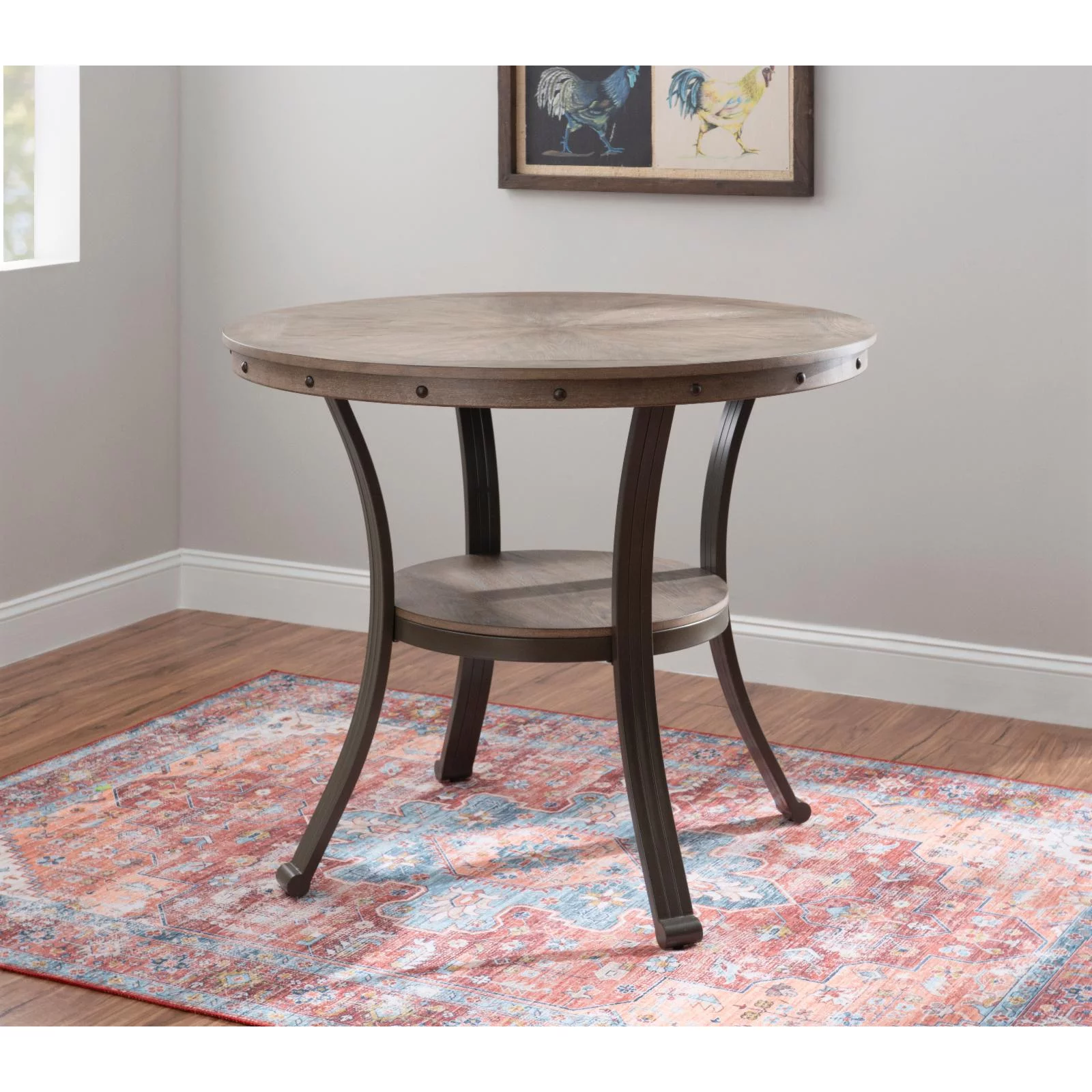 Powell Franklin 42 in. Round Pub Table - Pewter