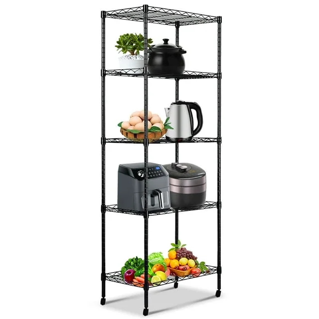 SYTHERS 5 Tier Shelving Unit with Wheels, 35 x 14 x 65