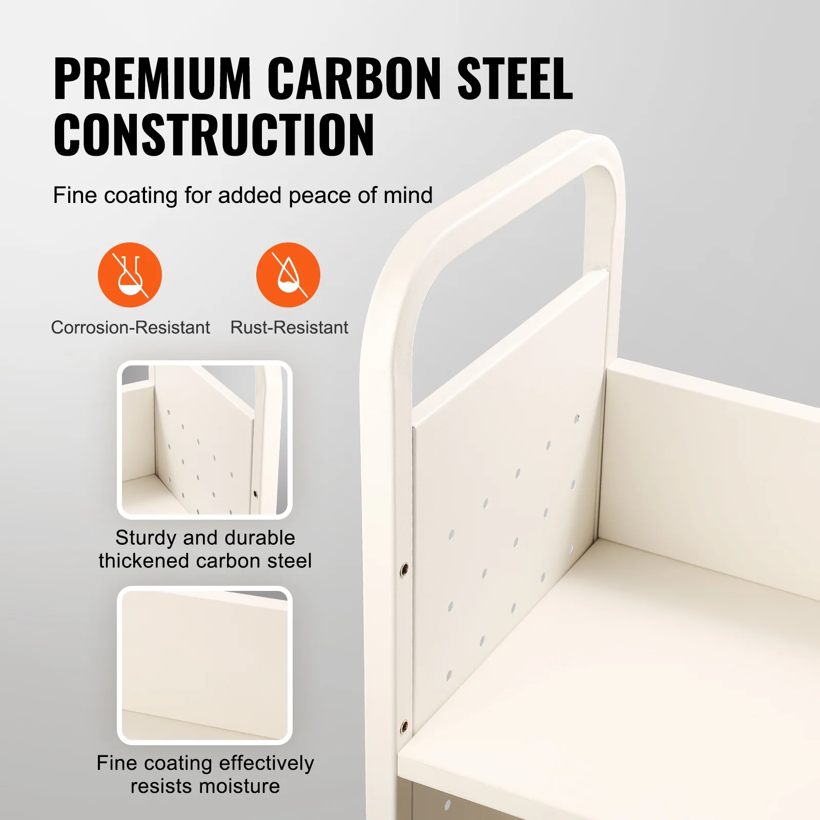 SKYSHALO Book Cart Library Cart 330 lbs Capacity with L-Shaped Shelves in White