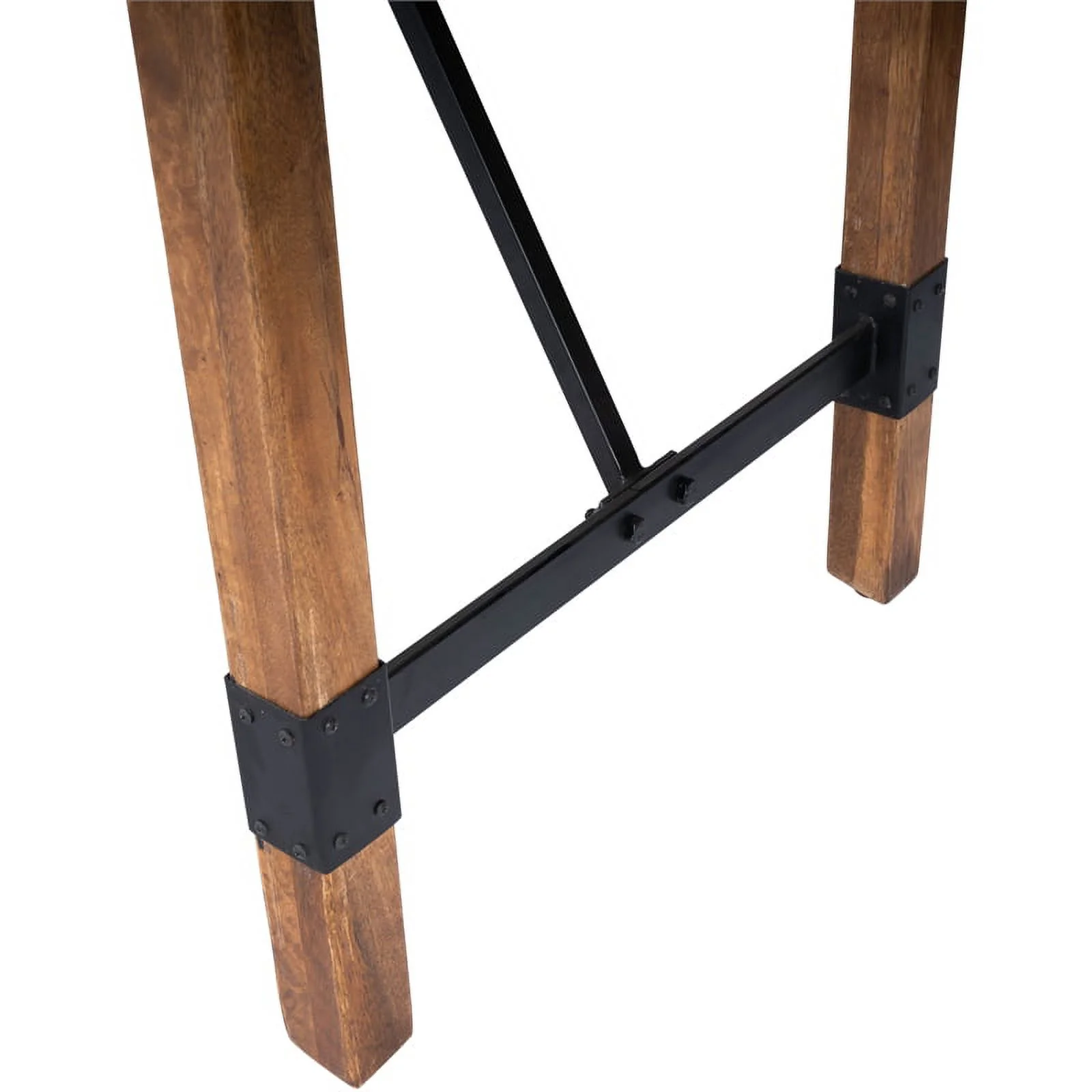 Beaumont Lane Rustic Lodge Industrial Wood and Metal Pub Table in Beige