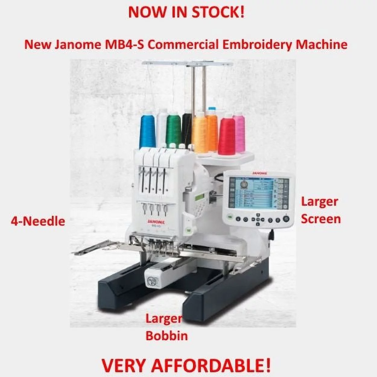 Janome MB-4S Commercial 4 Needle Embroidery Machine New