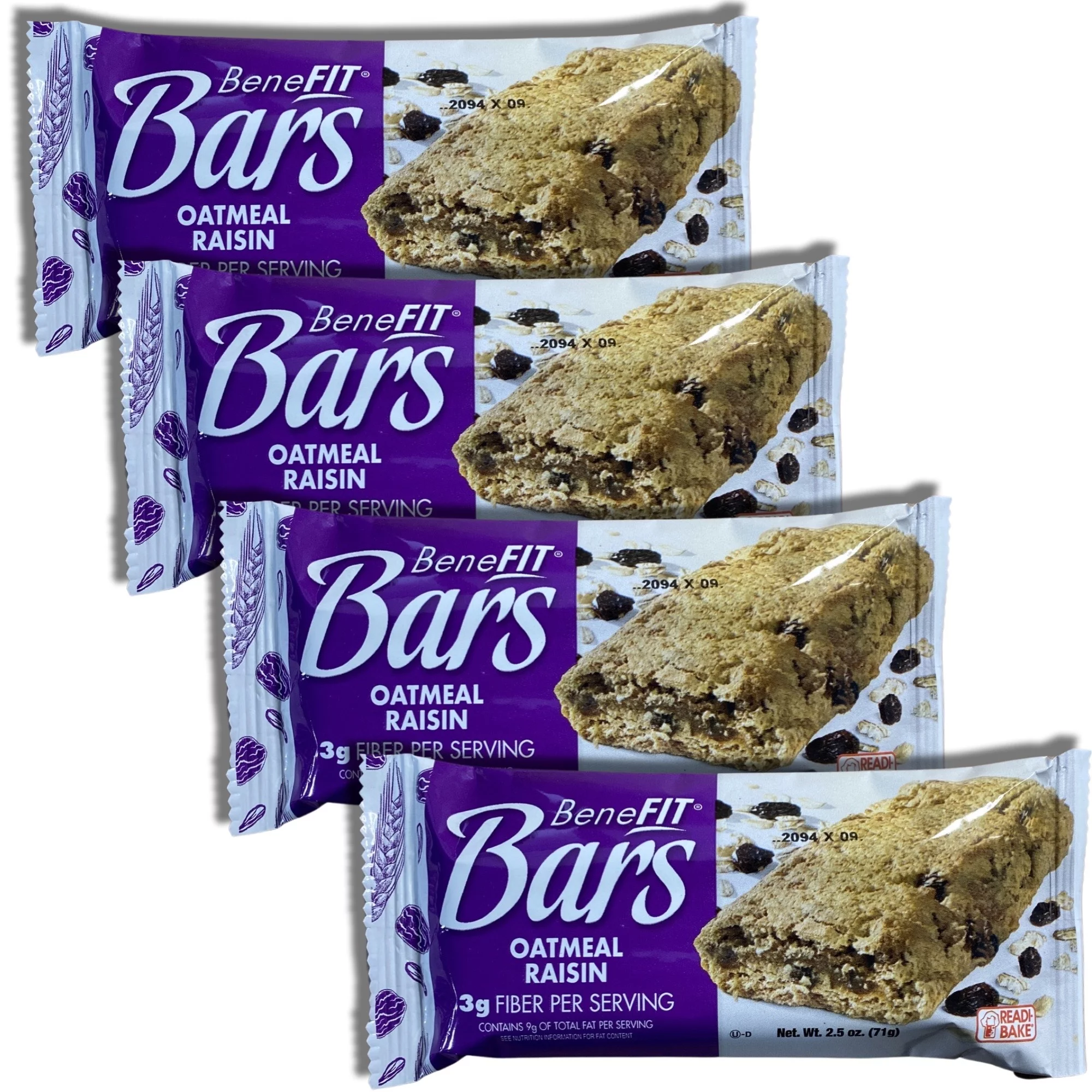 (5 pack) Oatmeal Raisin BeneFit Bars by Readi-Bake Bundled by Tribeca Curations | 2.5 Ounce | Value Pack of 12