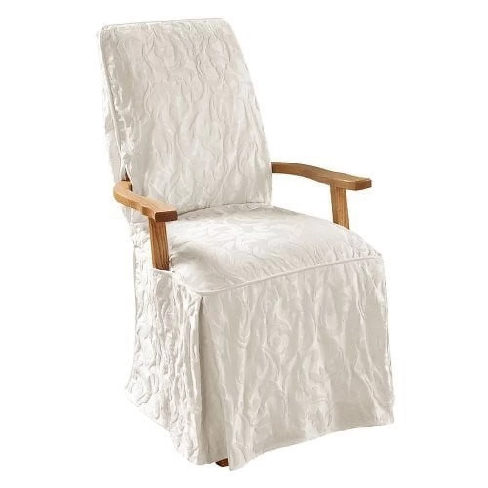Sure Fit Matelasse Damask Arm Long Dining Chair Slipcover