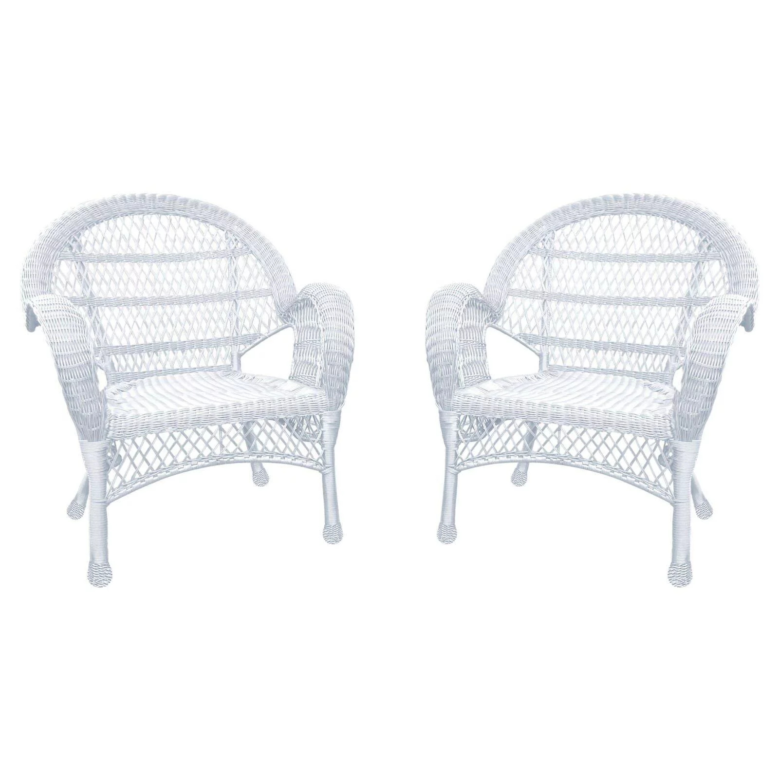 Jeco Wicker Chair in Espresso with Red Cushion (Set of 4)