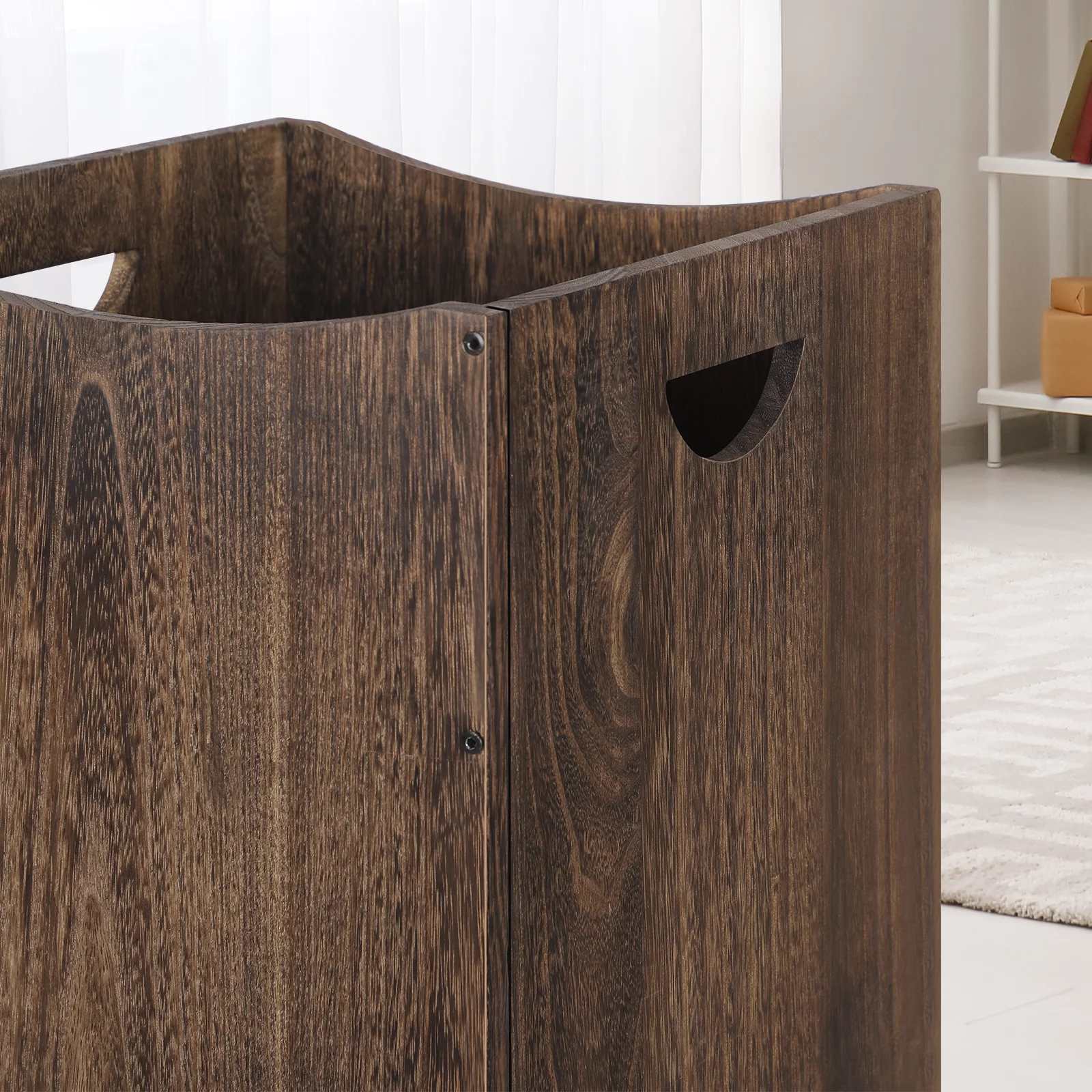 Wood Laundry Hamper Basket with Handles, 36L