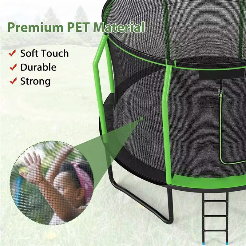 Simpfree Trampoline with Net Enclosure, 660LBS-12FT Trampoline for Kids Adults, Trampoline with Ladder, Outdoor Heavy Duty Trampoline for Family