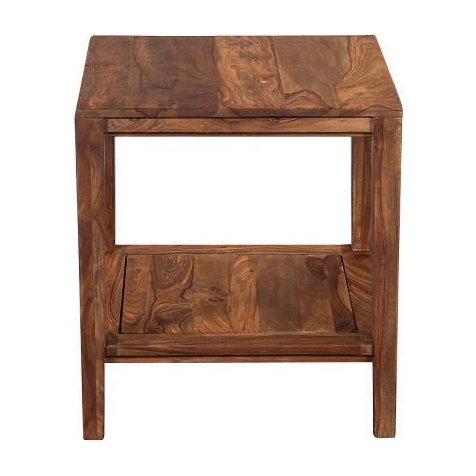 Home Square Sheesham Wood End Table in Natural Finish - Set of 2
