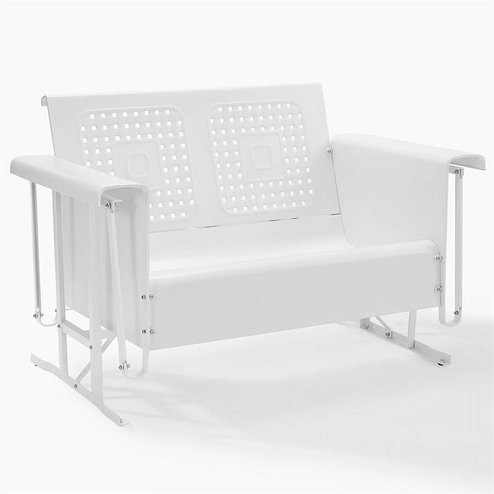 Afuera Living Metal Gliding Patio Loveseat w/ Rocking Mechanism in White