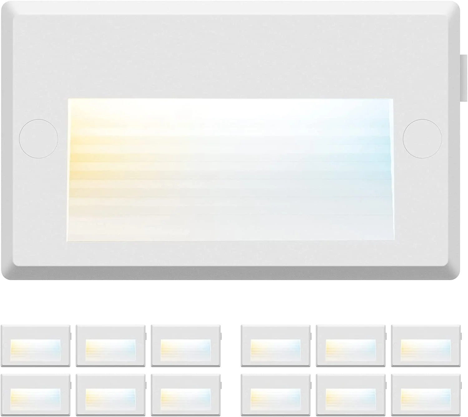 PARMIDA (12 Pack) 12V Dimmable LED Step Lights Indoor & Outdoor, 3 Color Selectable 3000K/4000K/5000K, Low Voltage Aluminum Stair Deck Lighting, 3W, IP65, ETL-Listed - White Finish