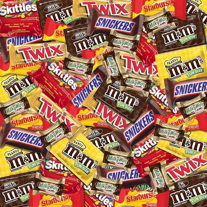 West End Foods Chocolate Candy (2 lbs) Bundle of Twix, Snickers, Milky Way, M&M's Milk Chocolate, Skittles, Starburst, M&M's Peanut Fun and Mini Size Variety Pack