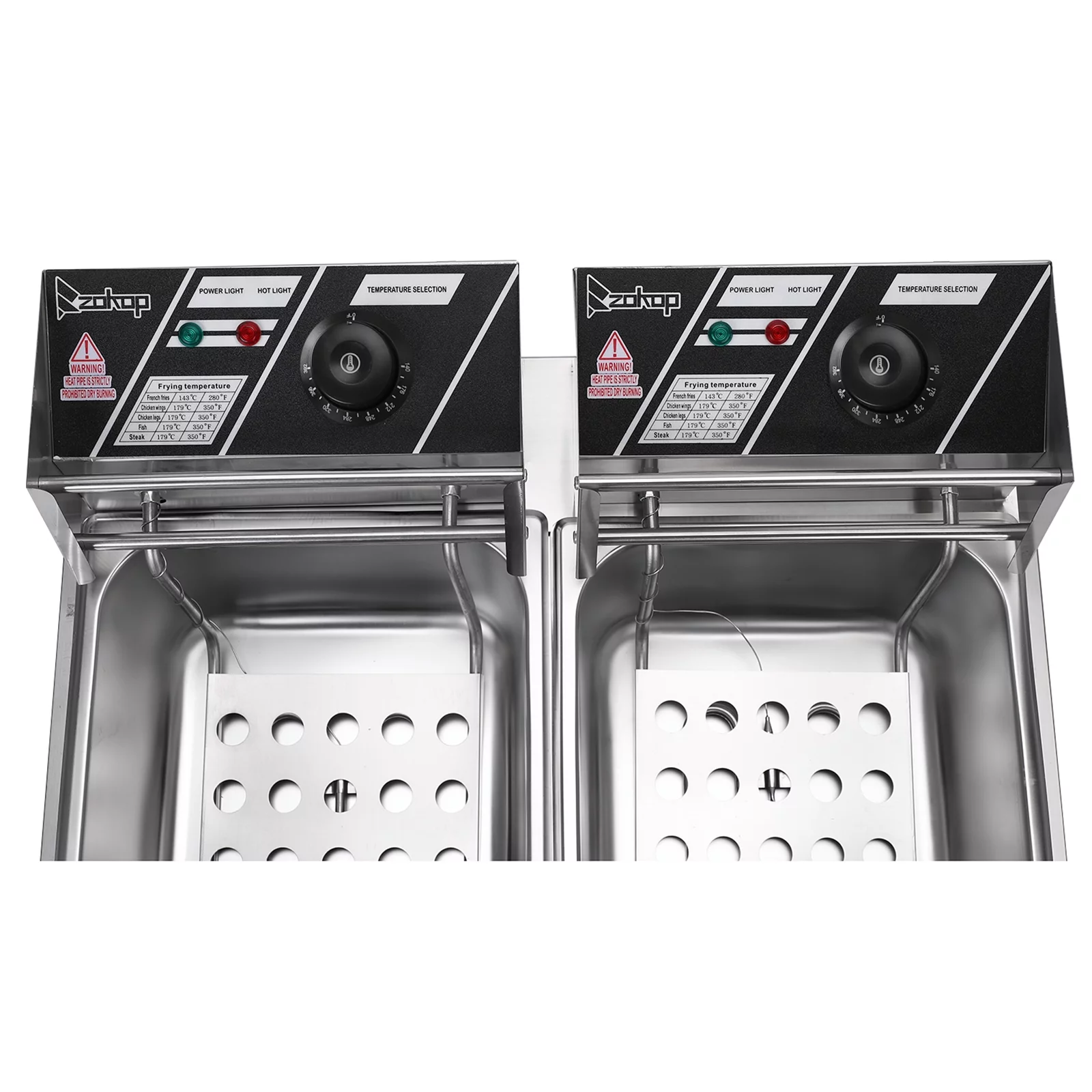 MDHAND EH82 5000W MAX 110V 12.7QT/12L Stainless Steel Double Cylinder Electric Fryer US Plug