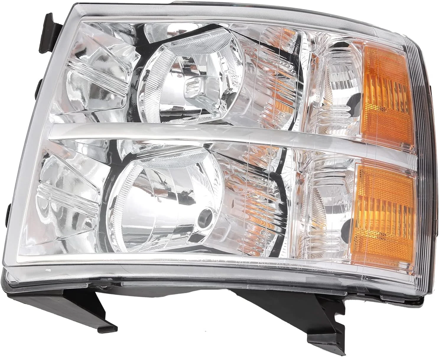 Yellow Housing Headlight Assembly compatibel with 2007-2013 Chevy Silverado 1500, 07-14 Silverado 2500HD 3500 Headlights Headlamp Replacement Pair, Clear Side