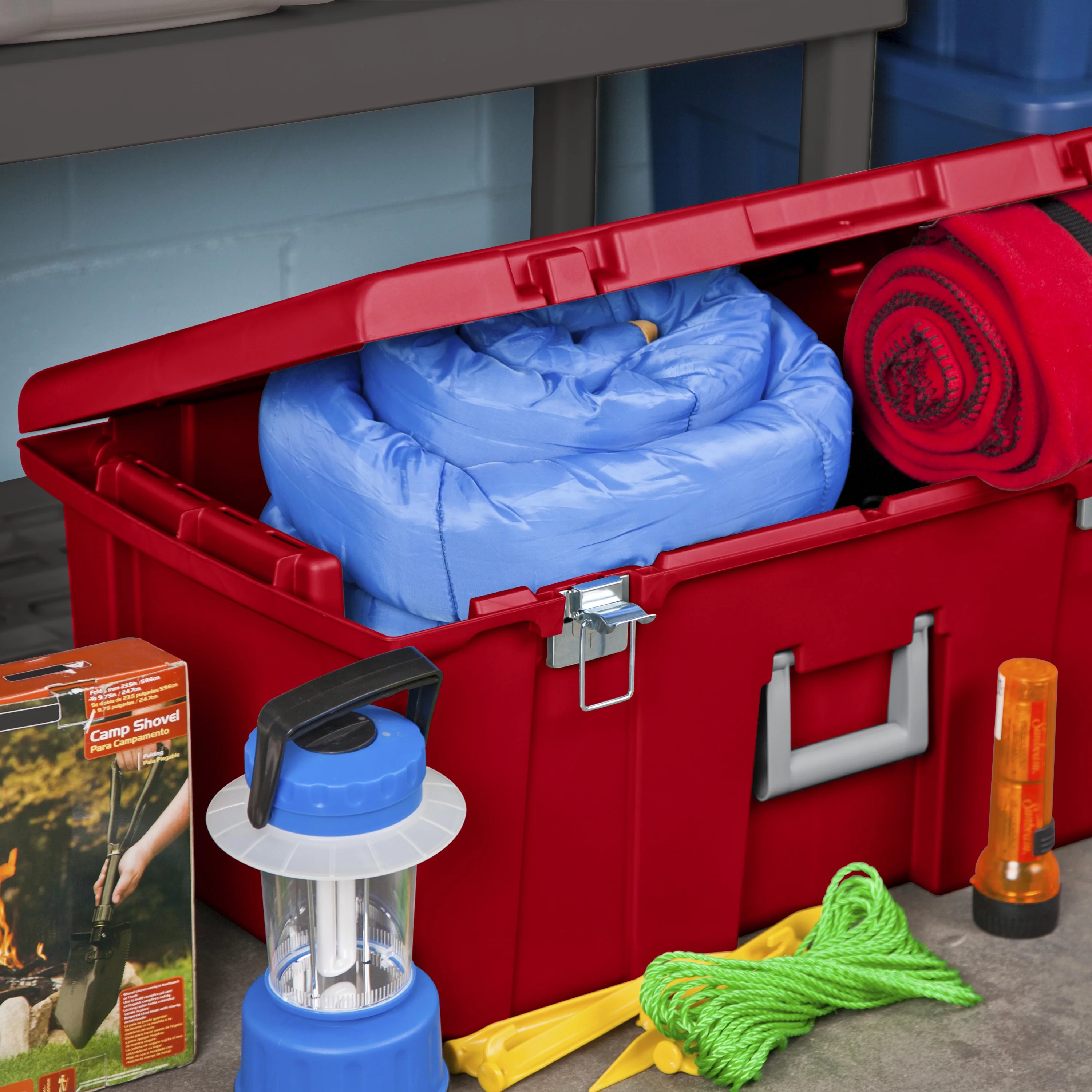 Sterilite Plastic Footlocker Infra Red Set of 2