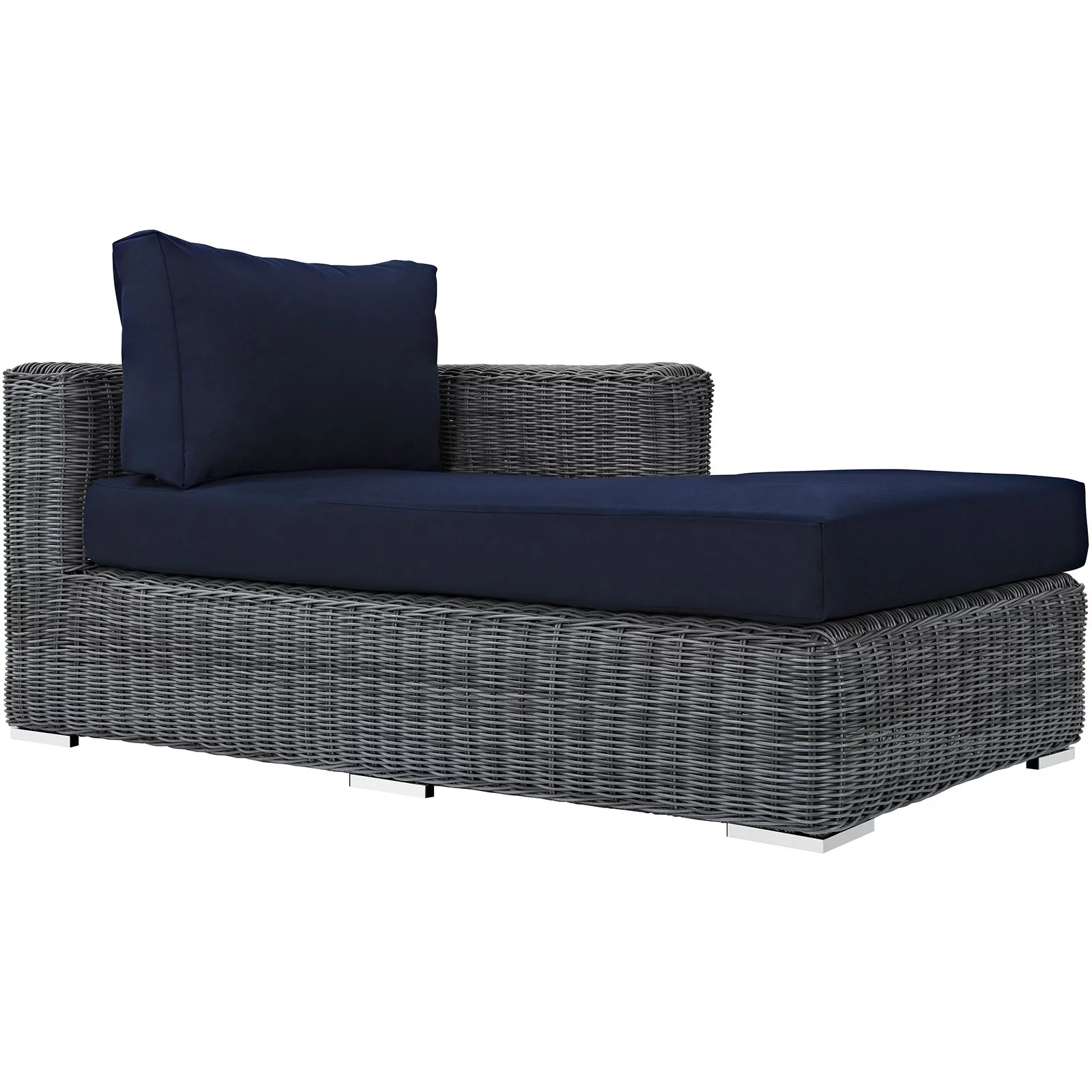 Modway Summon Outdoor Patio Sunbrella® Right Arm Chaise in Canvas Navy