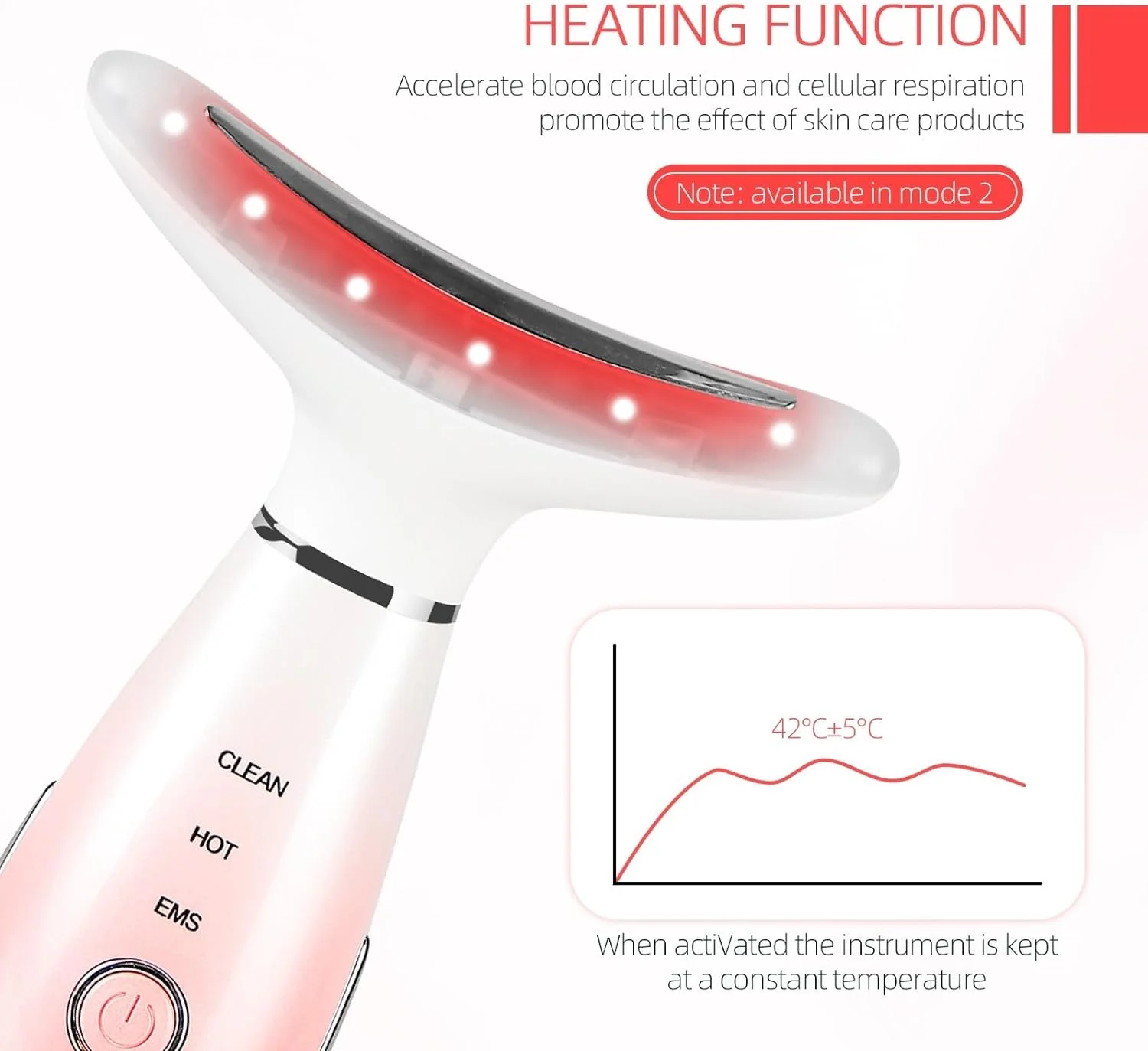 Led Therapy Facial Neck Lifting Messager, Face Lifting Device Red Light Therapy Face Massager Electric 3 Modes High Frequency Vibration  Heating Wrinkle Remove Anti-Aging
